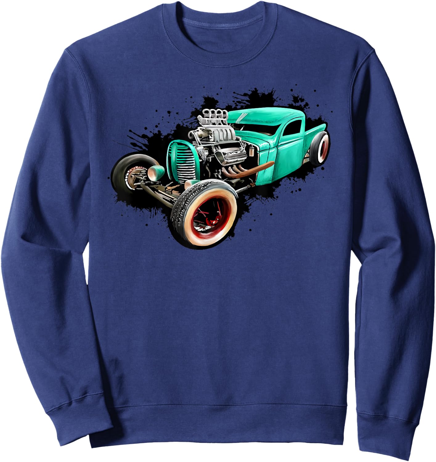 Rust Bucket Outline Funny Hot Retro Rod Diesel Cars Gift Men Sweatshirt - Sweatshirt | Navy