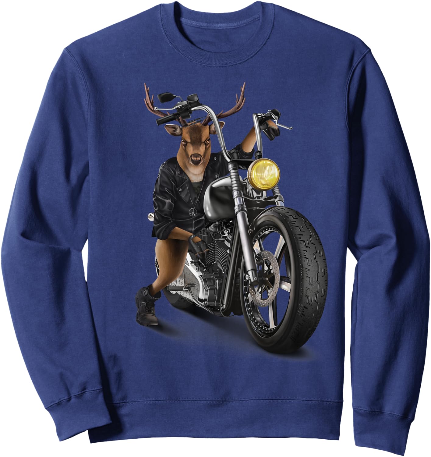 Deer Riding Classic Motorcycle Sweatshirt - Sweatshirt | Navy