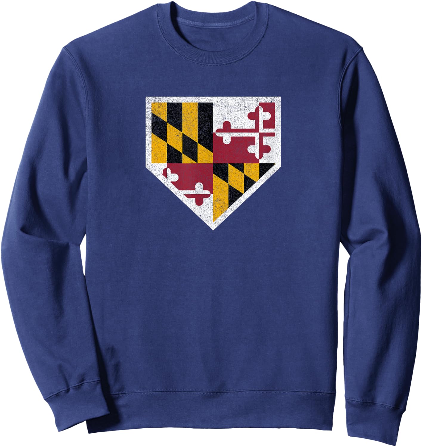 Vintage Baseball Home Plate With Maryland State Flag Sweatshirt - Sweatshirt | Navy