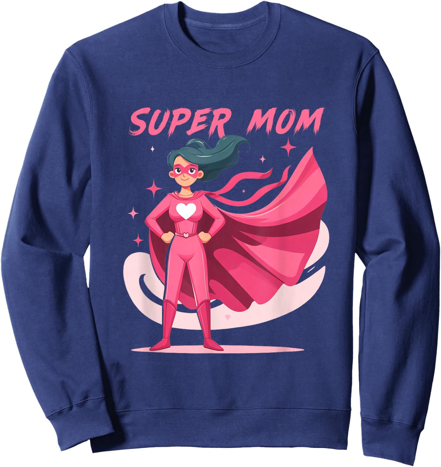 Retro Super Mom Comic Book Powerful Superhero Mother's Day Sweatshirt - Sweatshirt | Navy