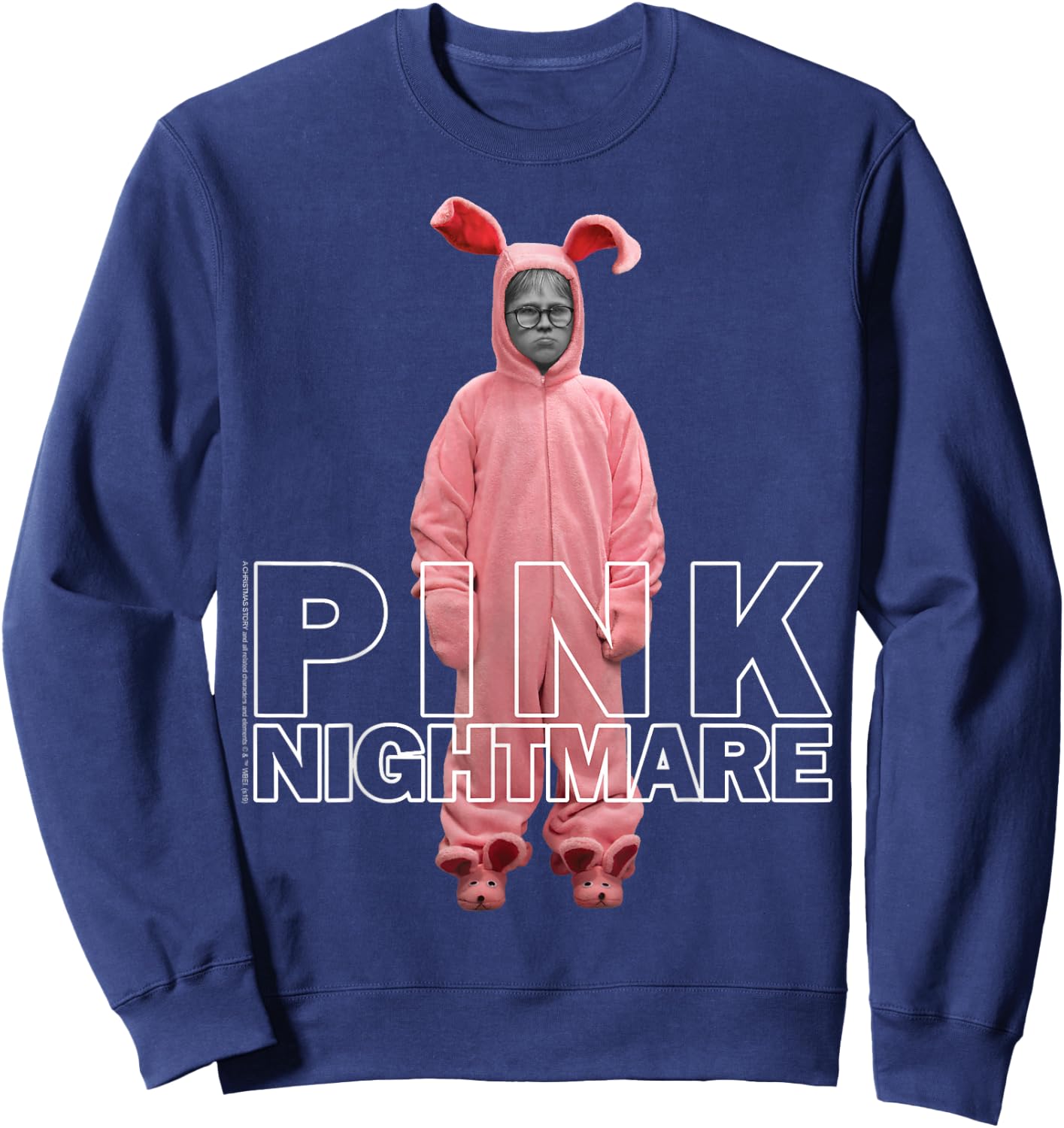 A Christmas Story Ralphie Pink Nightmare Portrait Sweatshirt - Sweatshirt | Navy