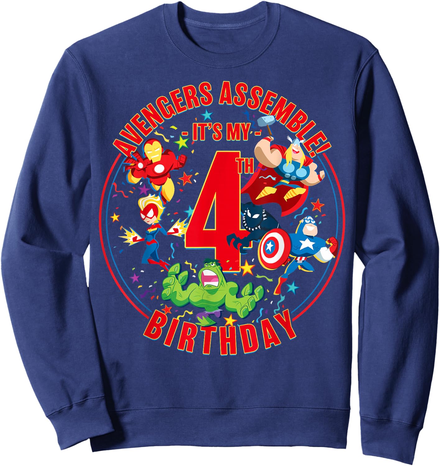 Marvel Avengers Assemble It's My 4th Birthday Small Sweatshirt - Sweatshirt | Navy