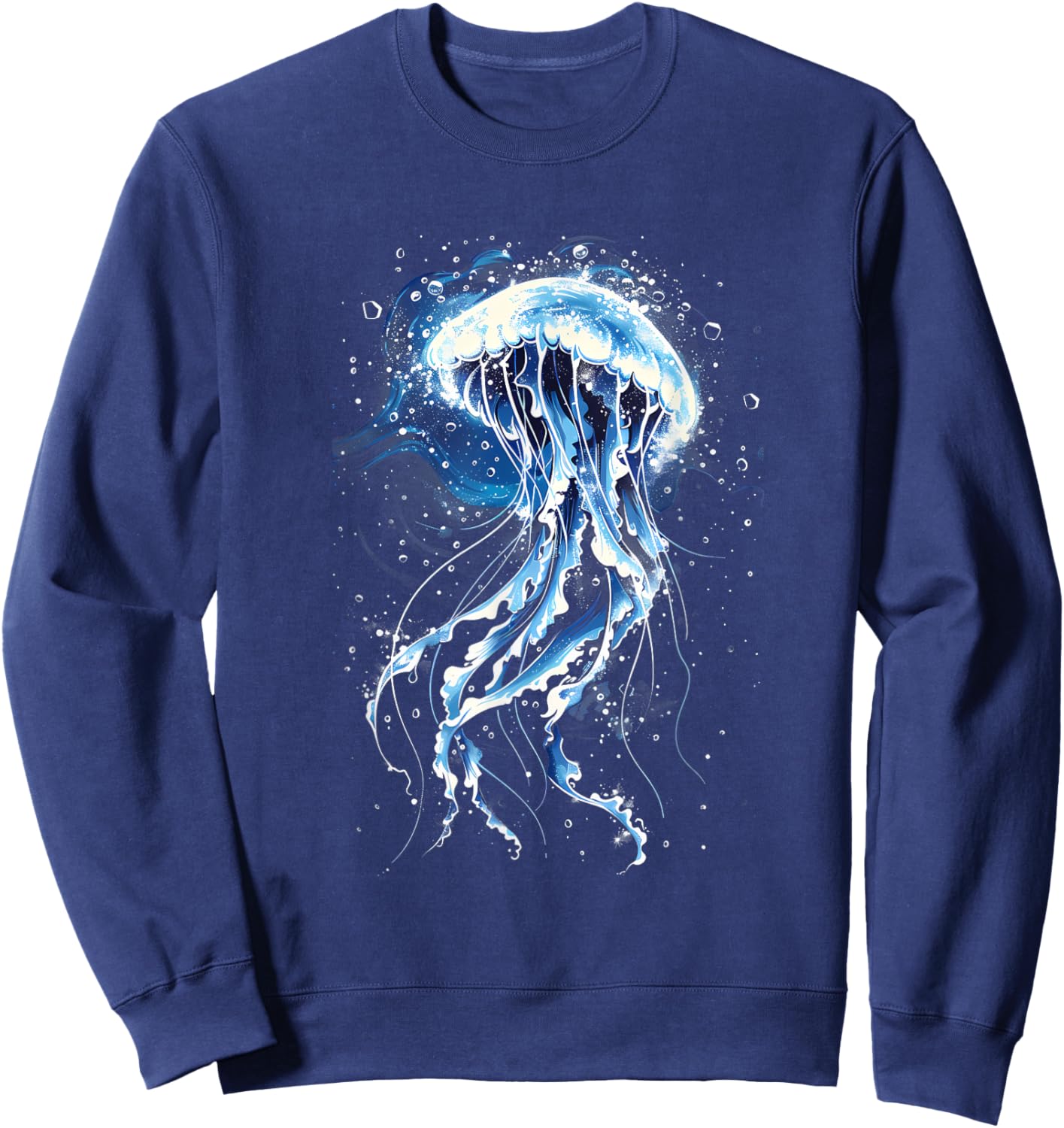 Jellyfish Sea Ocean Animal Lover Marine Mammal Artwork Sweatshirt - Sweatshirt | Navy