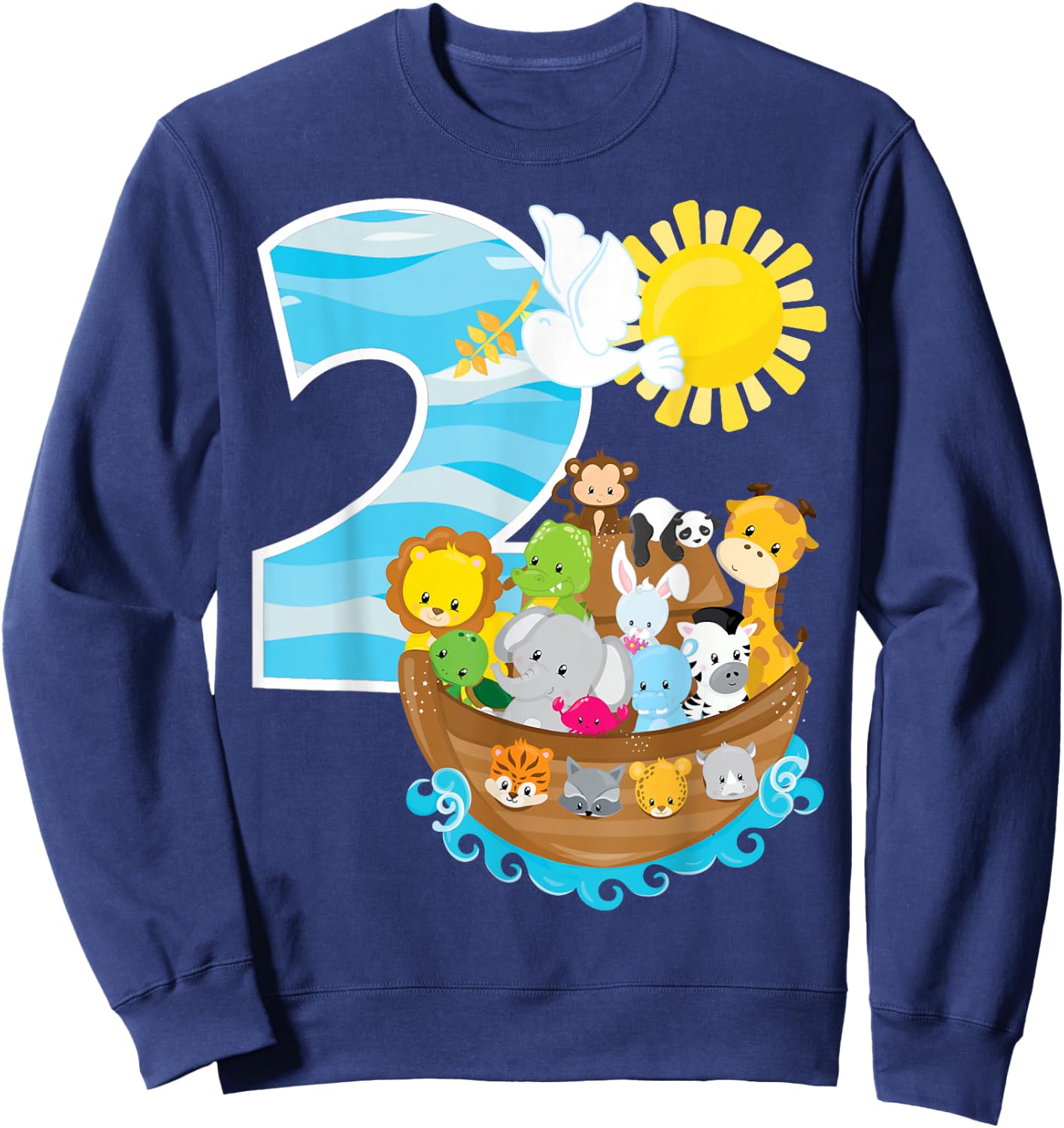 Noah's Ark Birthday Party 2nd Birthday 2 Year Old Toddler Sweatshirt - Sweatshirt | Navy
