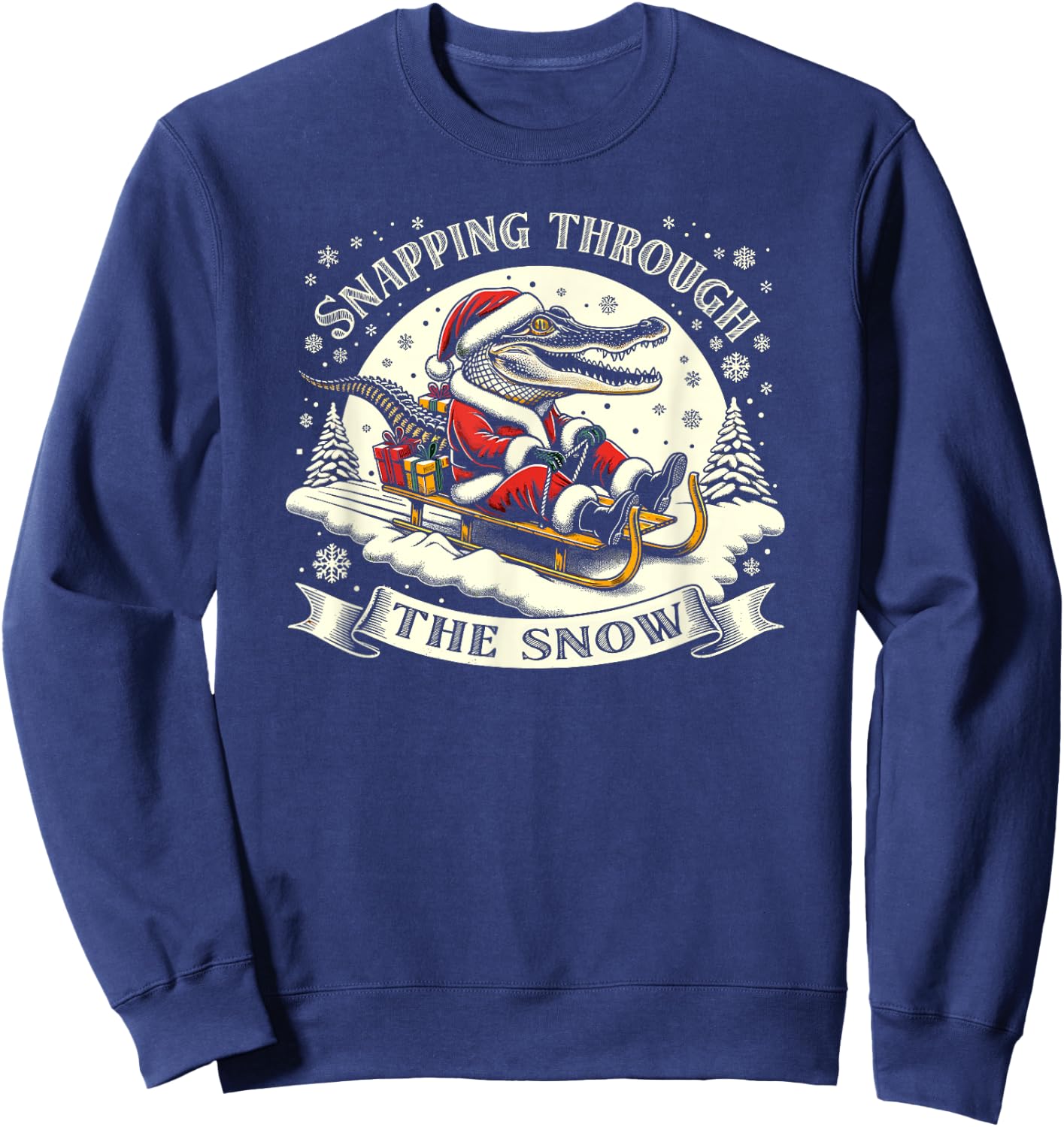 Alligator Santa, Gator Hunting Christmas Sweatshirt - Sweatshirt | Navy