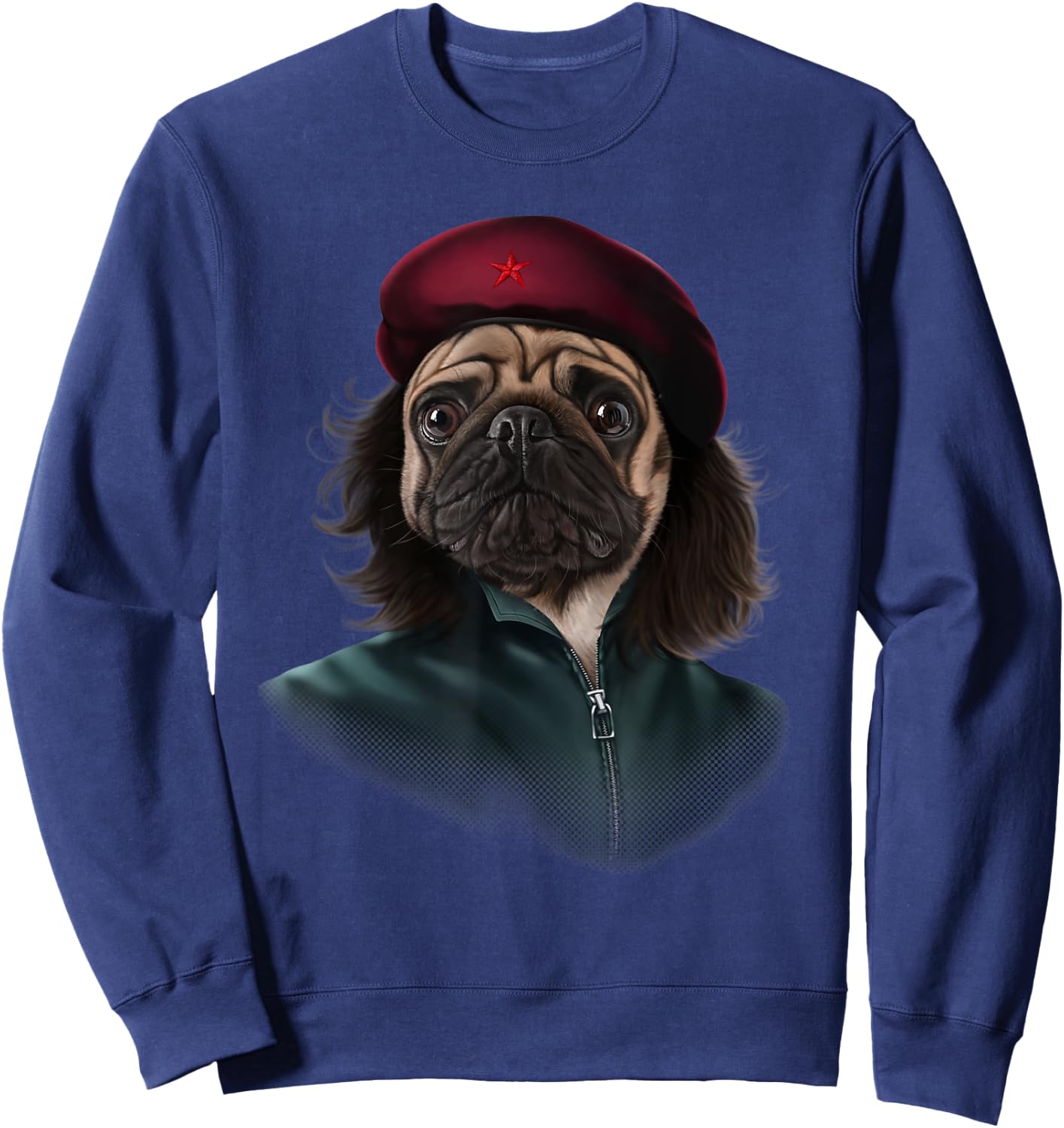 Pug Dog Impersonated Che Guevara Men Women Kids Sweatshirt - Sweatshirt | Navy