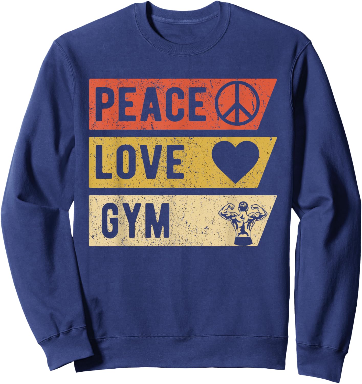 Vintage Peace Love Gym Sports Lover Player Gifts Sweatshirt - Sweatshirt | Navy