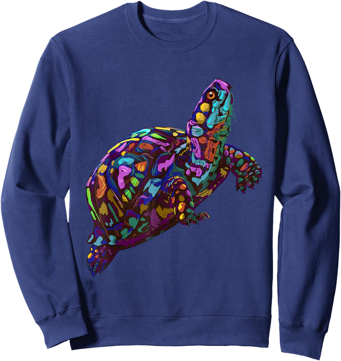 Colorful Splash Eastern Box Turtle Sweatshirt - Sweatshirt | Navy