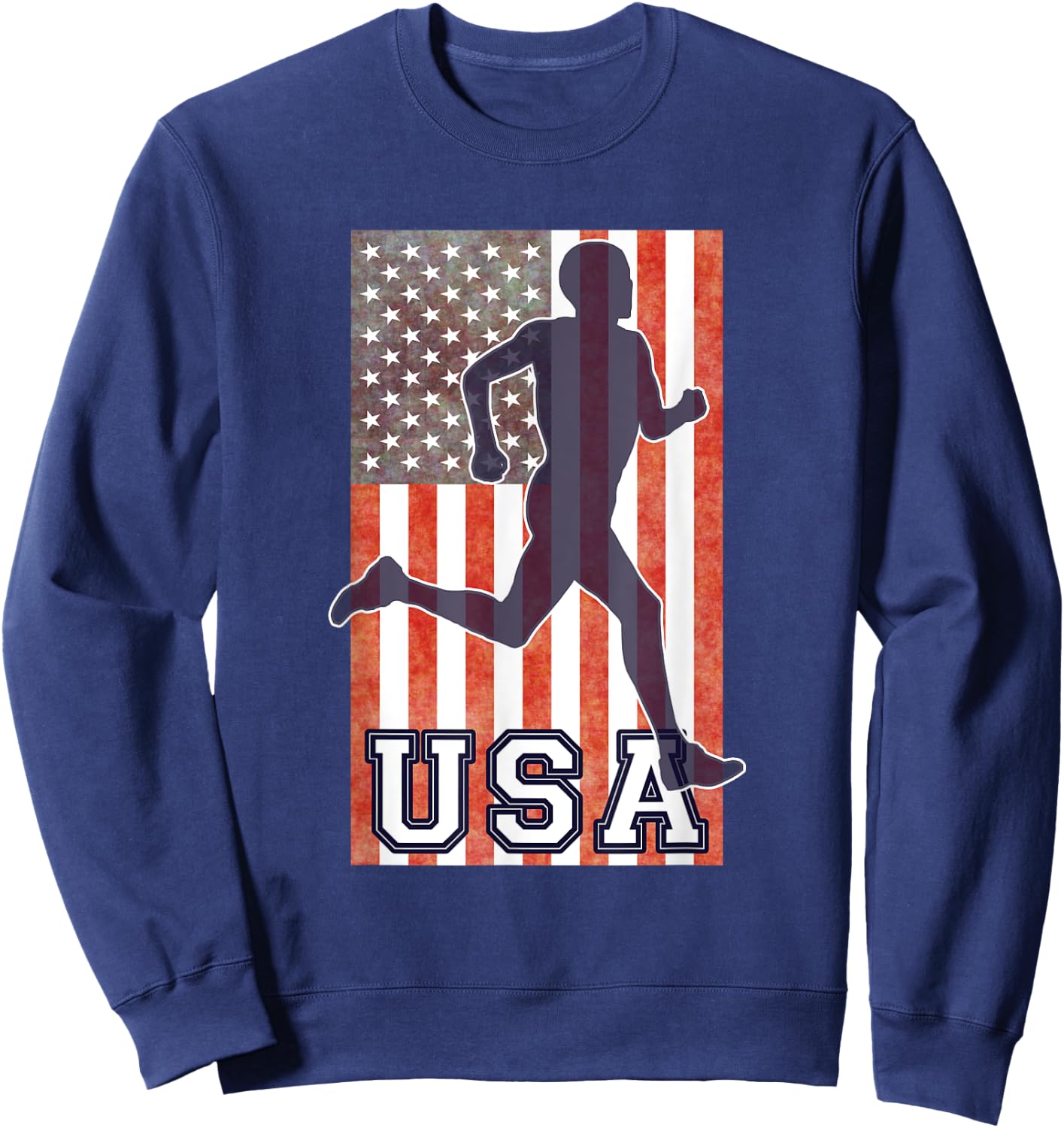 USA Running Track & Field Team American Flag Runner Sweatshirt - Sweatshirt | Navy