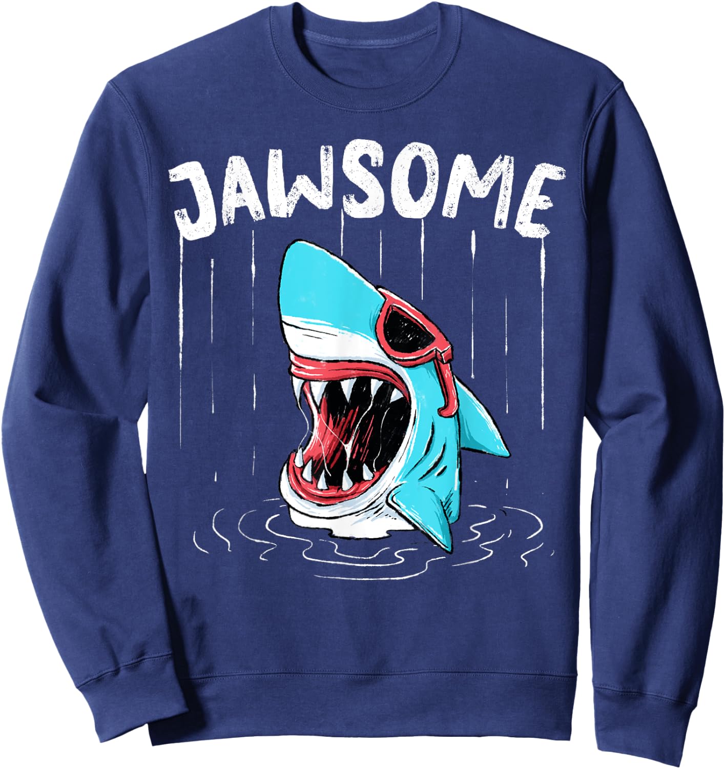 Shark Shirt - Funny Jawsome Shark Bite Hilarious Beach Sweatshirt - Sweatshirt | Navy