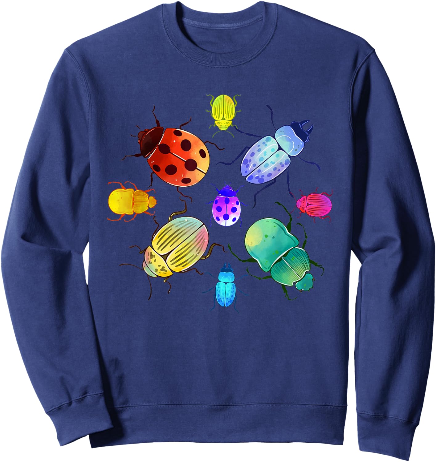 Entomology Nature Insect Colourful Animal Motif Beetle Sweatshirt - Sweatshirt | Navy