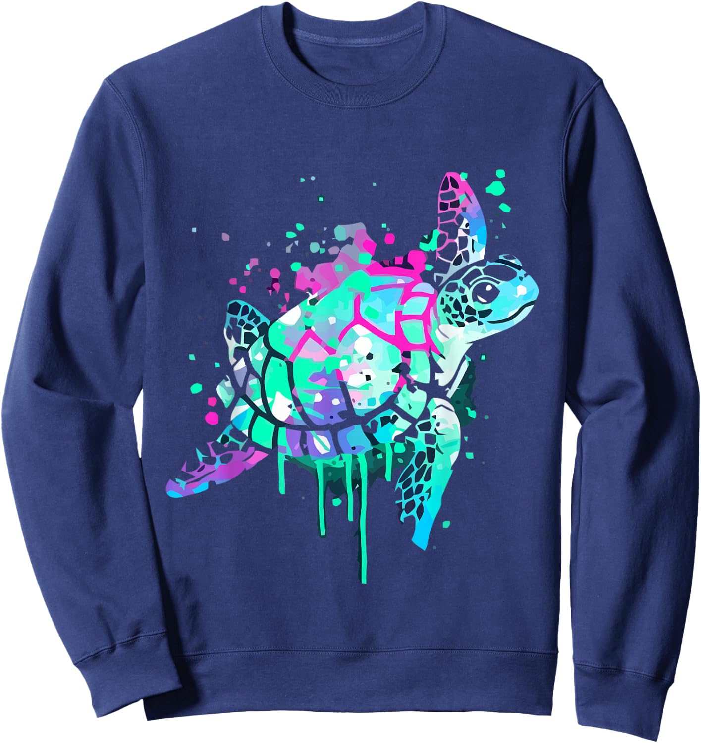 Turtle Watercolor Sea Ocean Wildlife animal Sweatshirt - Sweatshirt | Navy