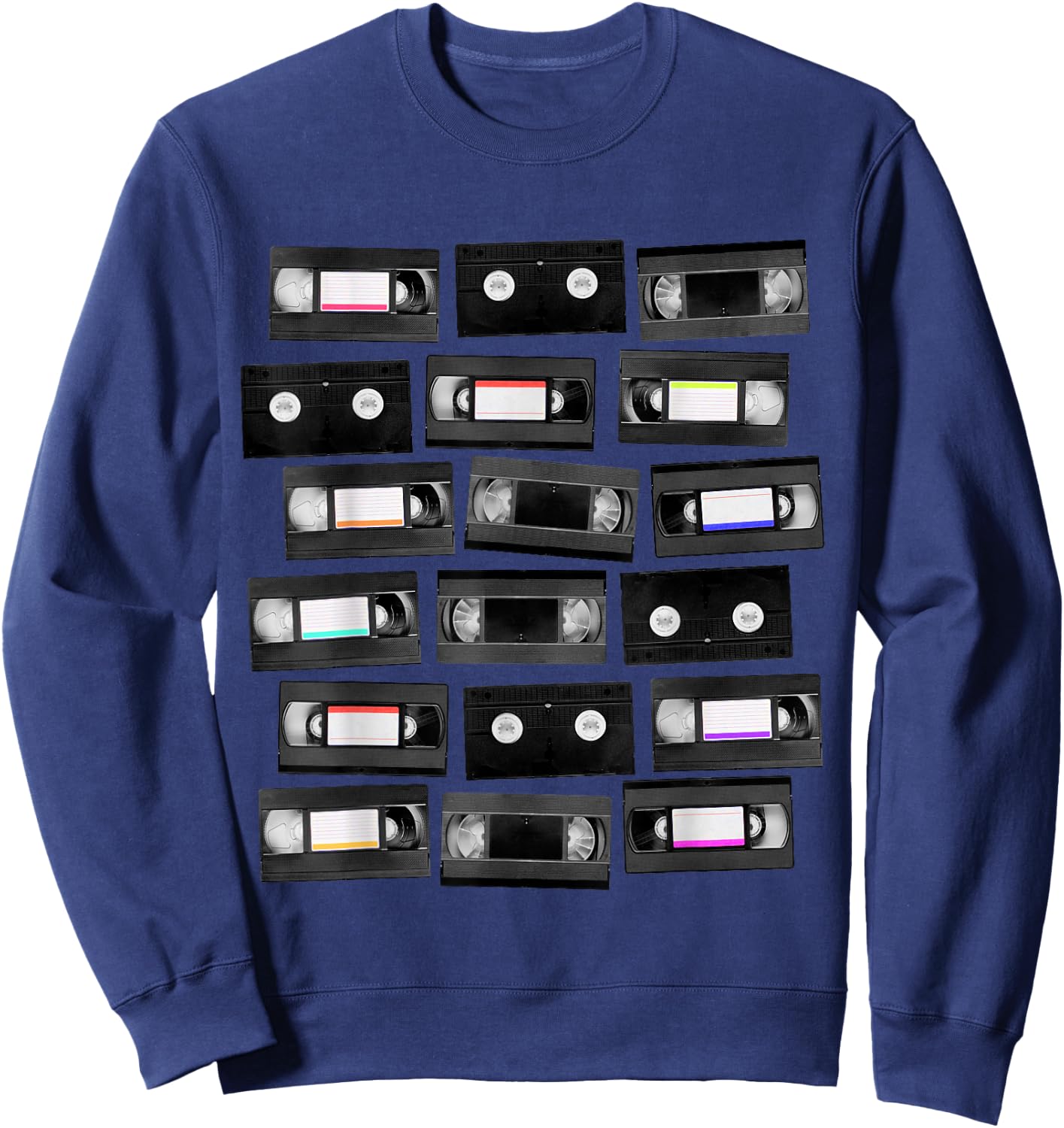 VHS Cassette Tapes 1980s VCR Video Retro Movies Sweatshirt - Sweatshirt | Navy