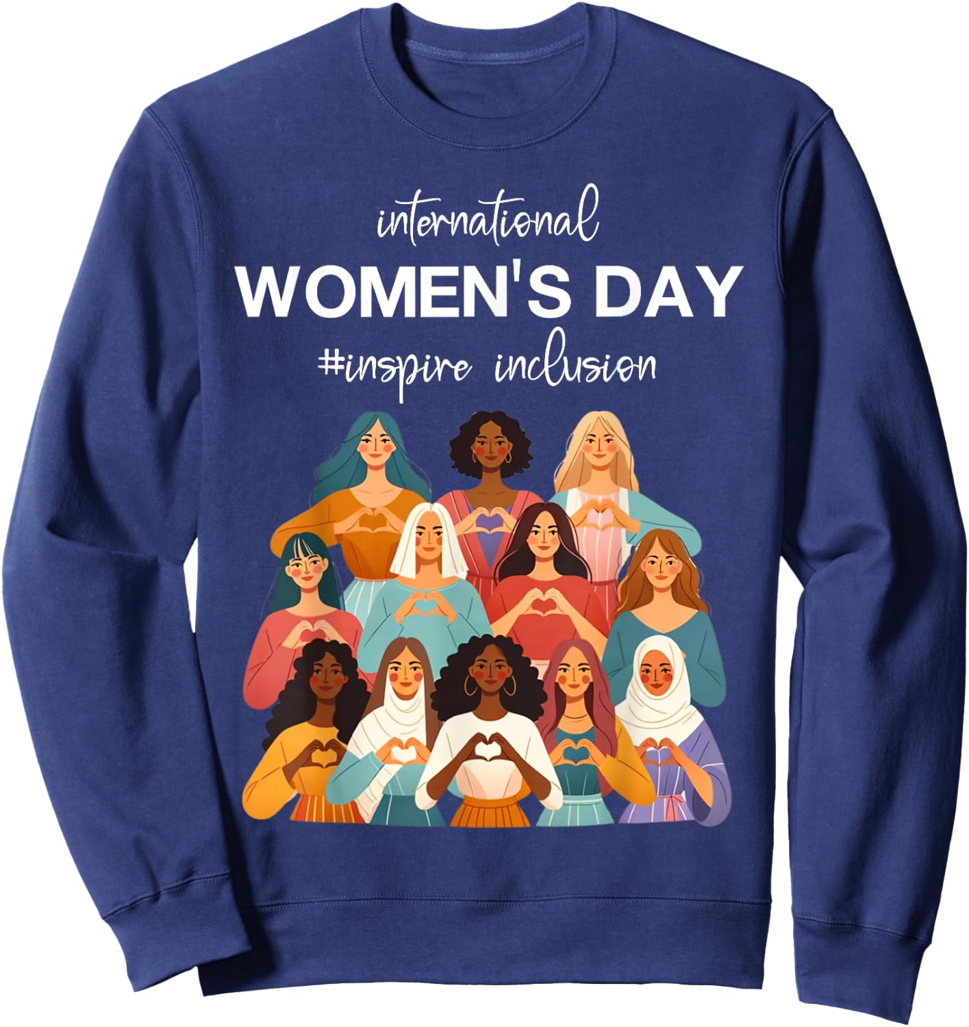 8th March Happy International Women's Day Inspire Inclusion Sweatshirt - Sweatshirt | Navy