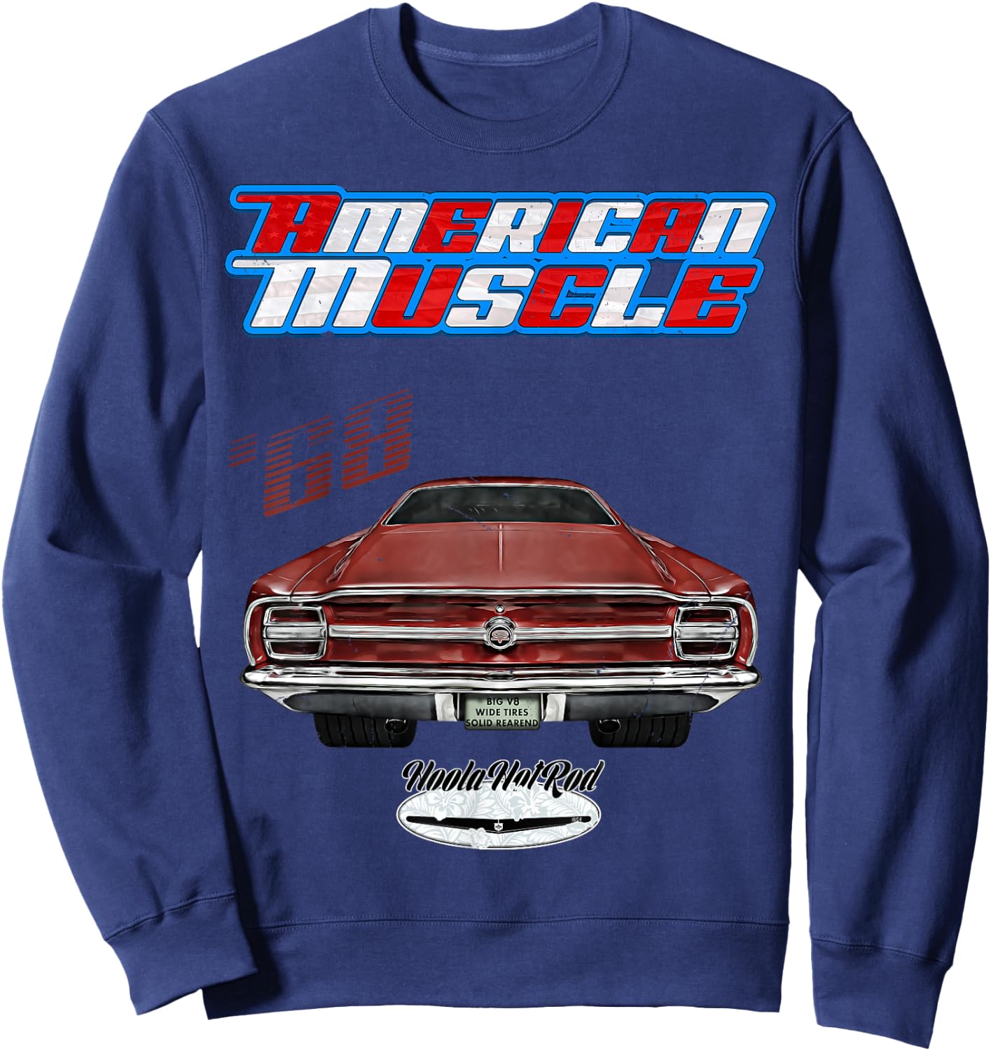 Hoola Hotrod 1968 Torino Hot Rod Muscle Car Pony Car - Men's Black Short Sleeve Classic Fit - Small Sweatshirt - Sweatshirt | Navy