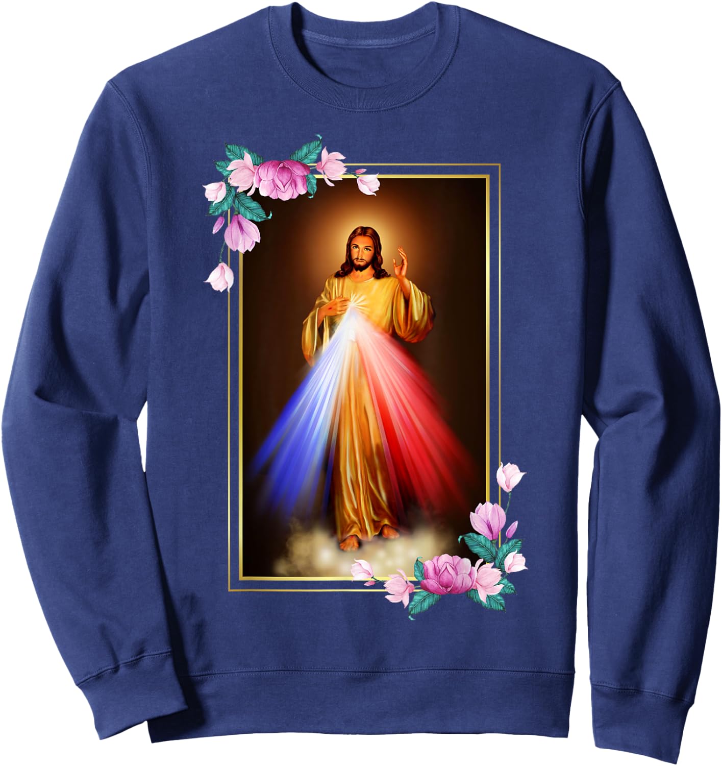 Divine Mercy Jesus Christ, Sacred Heart of Jesus Gift Sweatshirt - Sweatshirt | Navy