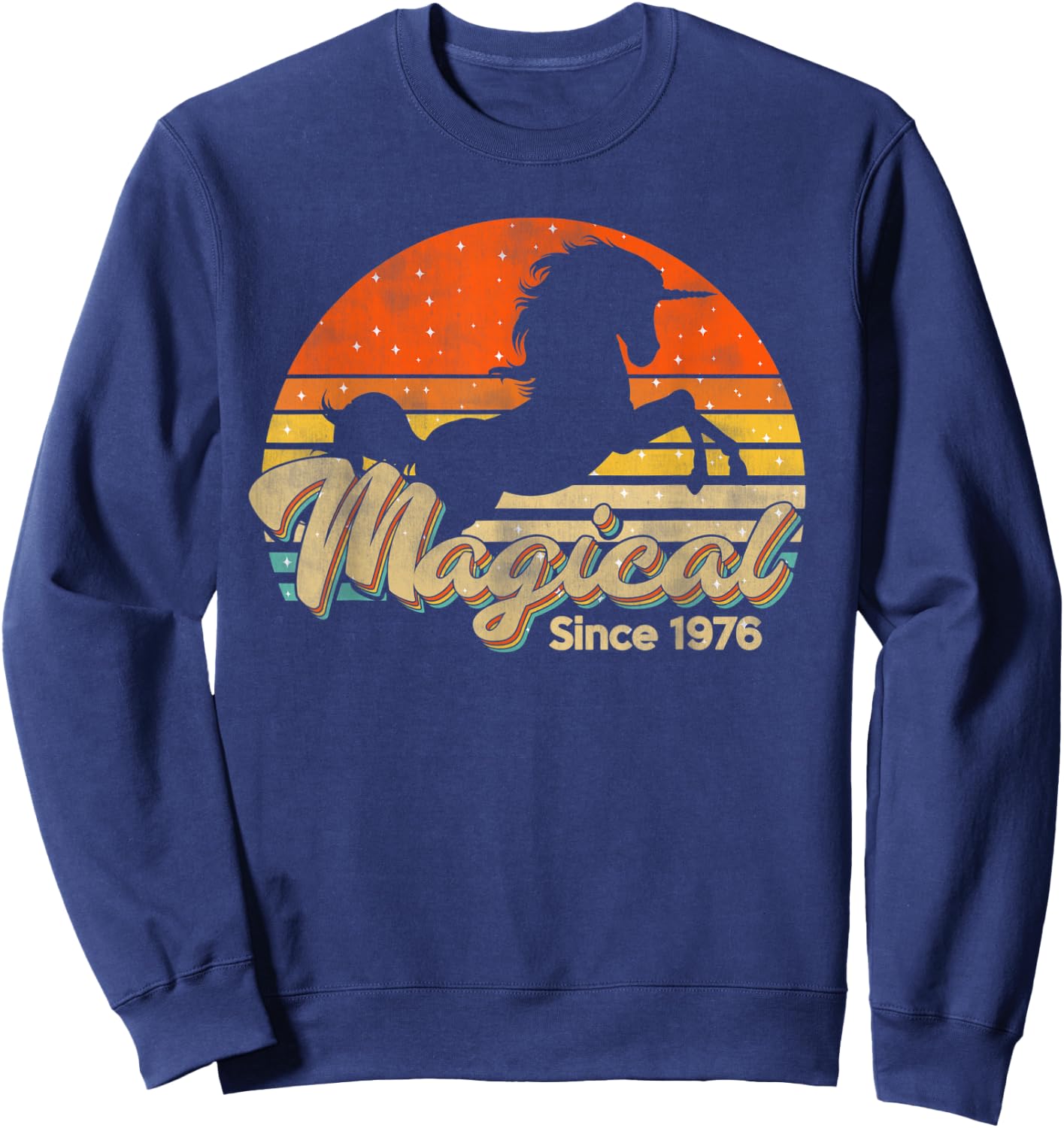 Vintage 44 Birthday Gift Magical Since 1976 Bday Party Sweatshirt - Sweatshirt | Navy