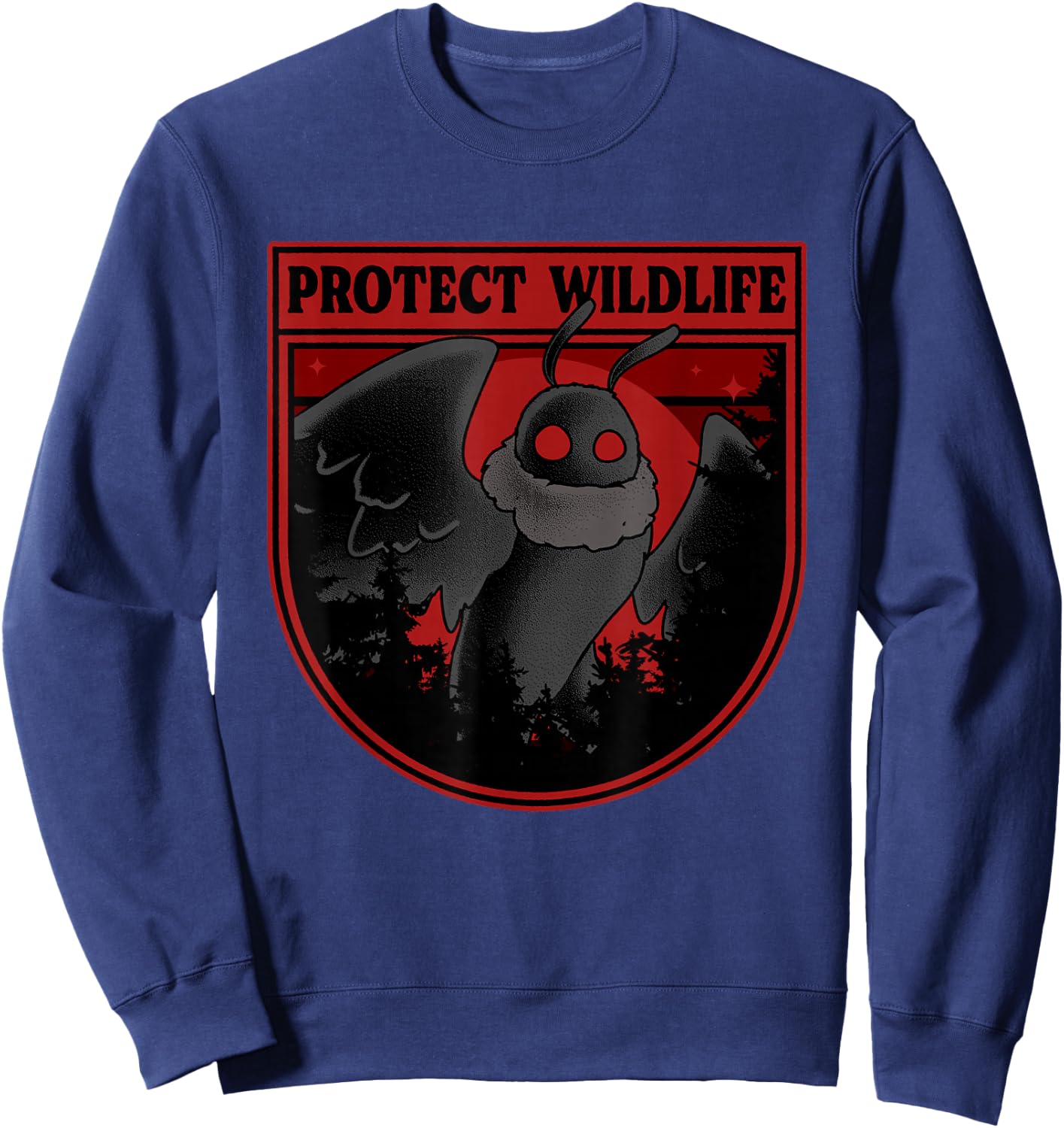 Cryptid Mothman Shirt Protect the Wildlife Cryptozoology Sweatshirt - Sweatshirt | Navy