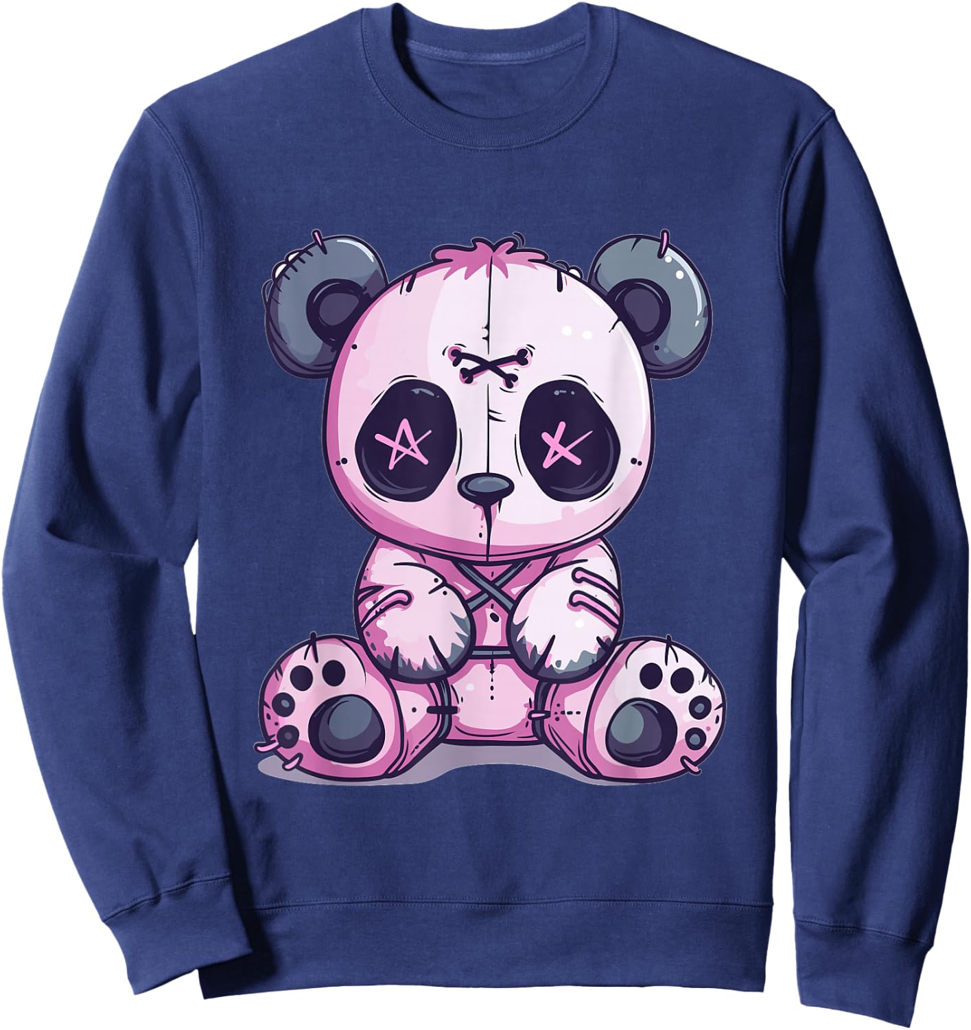 Goth Pastel Cute Creepy Kawaii Panda Voodoo Doll Sweatshirt - Sweatshirt | Navy