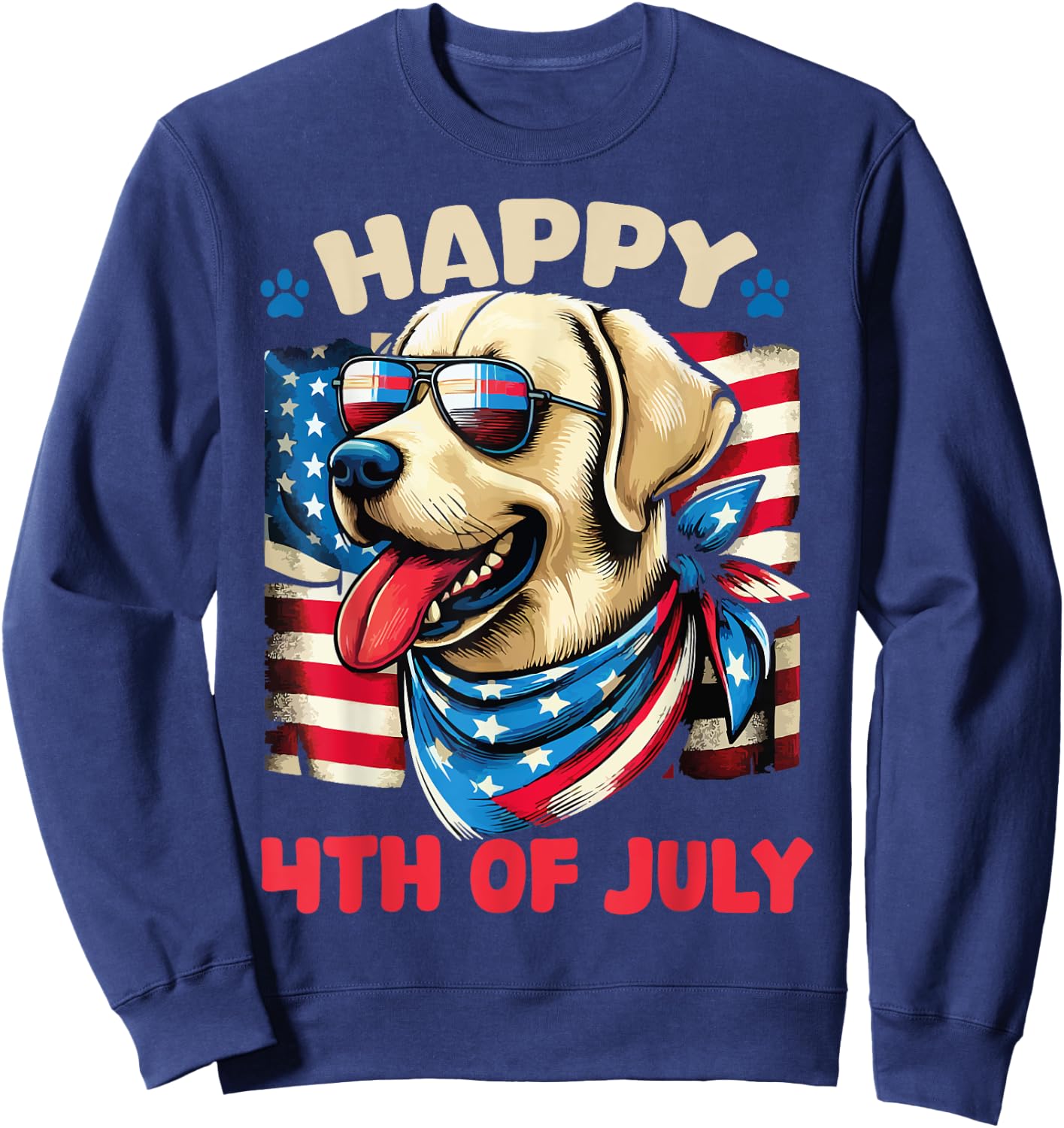 4th of July Patriotic American Labrador Retriever USA Flag Kids Men Sweatshirt - Sweatshirt | Navy