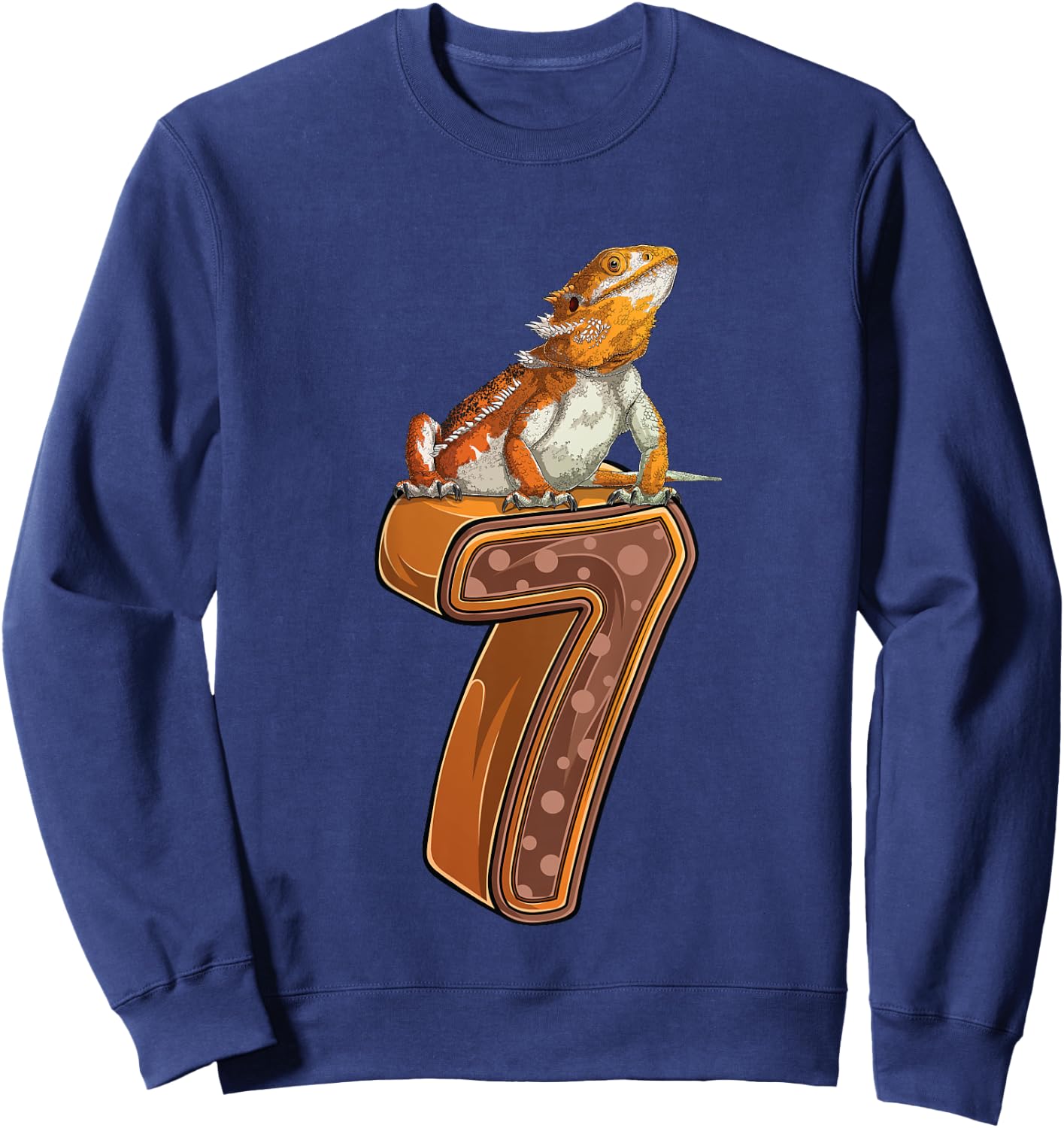 7 Year Old Bearded dragon Reptile 7th Birthday Party B-day Sweatshirt - Sweatshirt | Navy