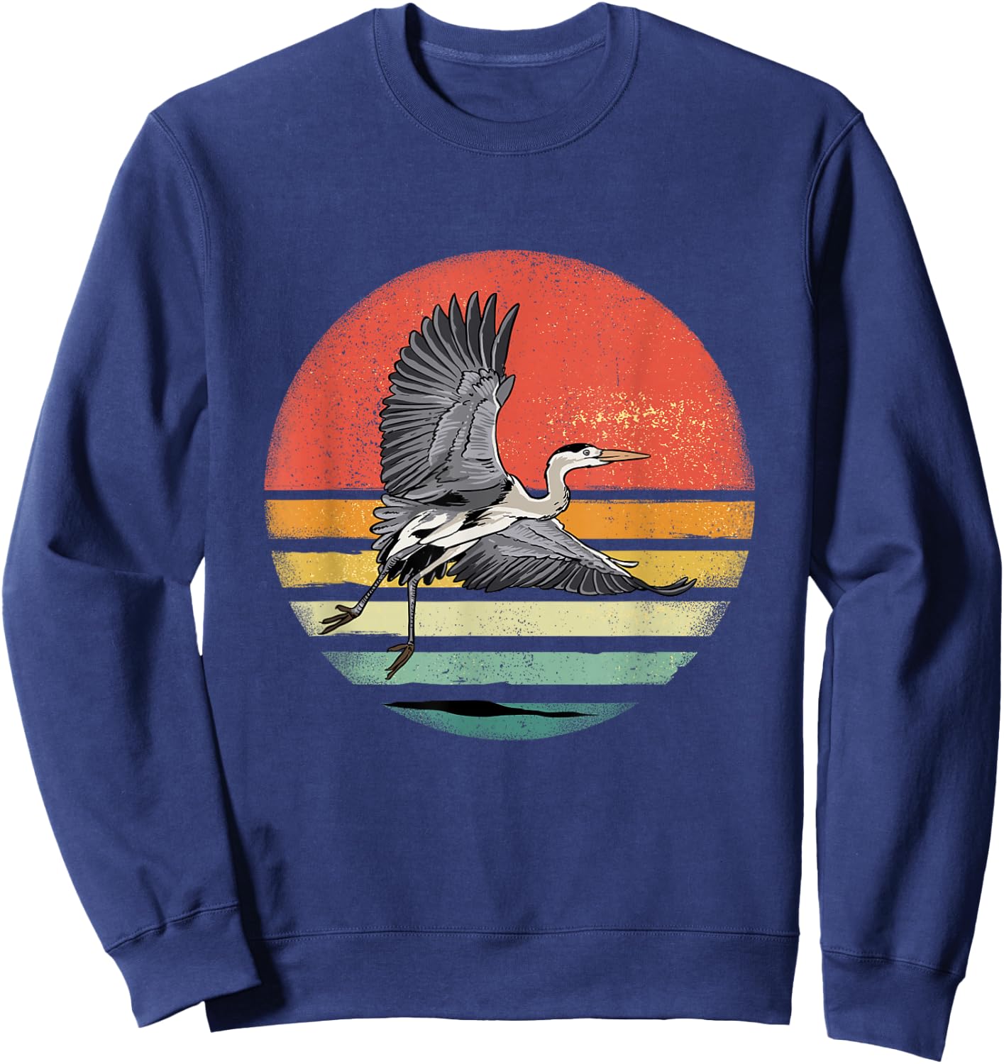 Retro Vintage Heron Lover Nature Heron Bird Watcher Sweatshirt - Sweatshirt | Navy