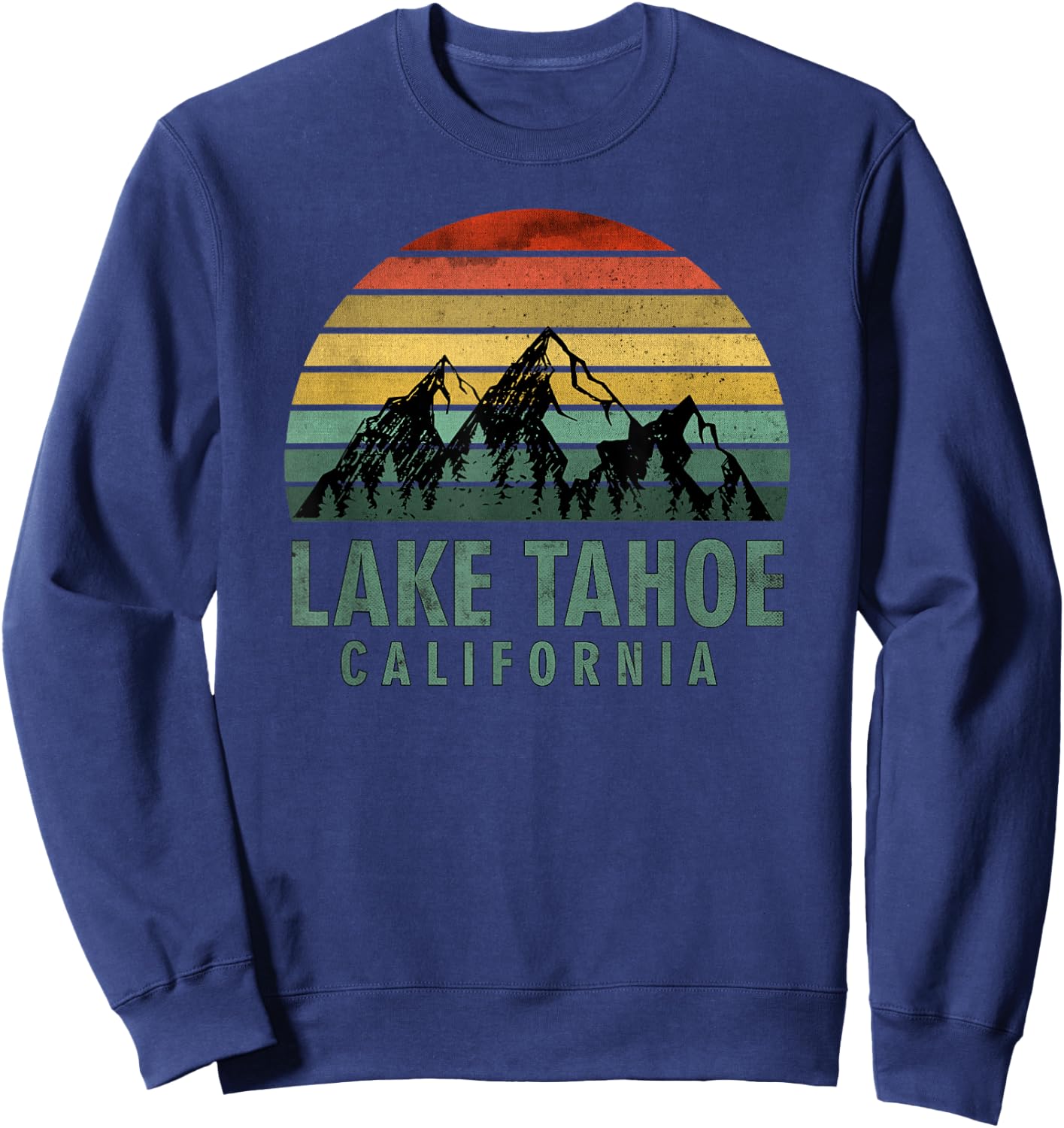 Lake Tahoe California Vintage Mountains Hiking Camping Sweatshirt - Sweatshirt | Navy