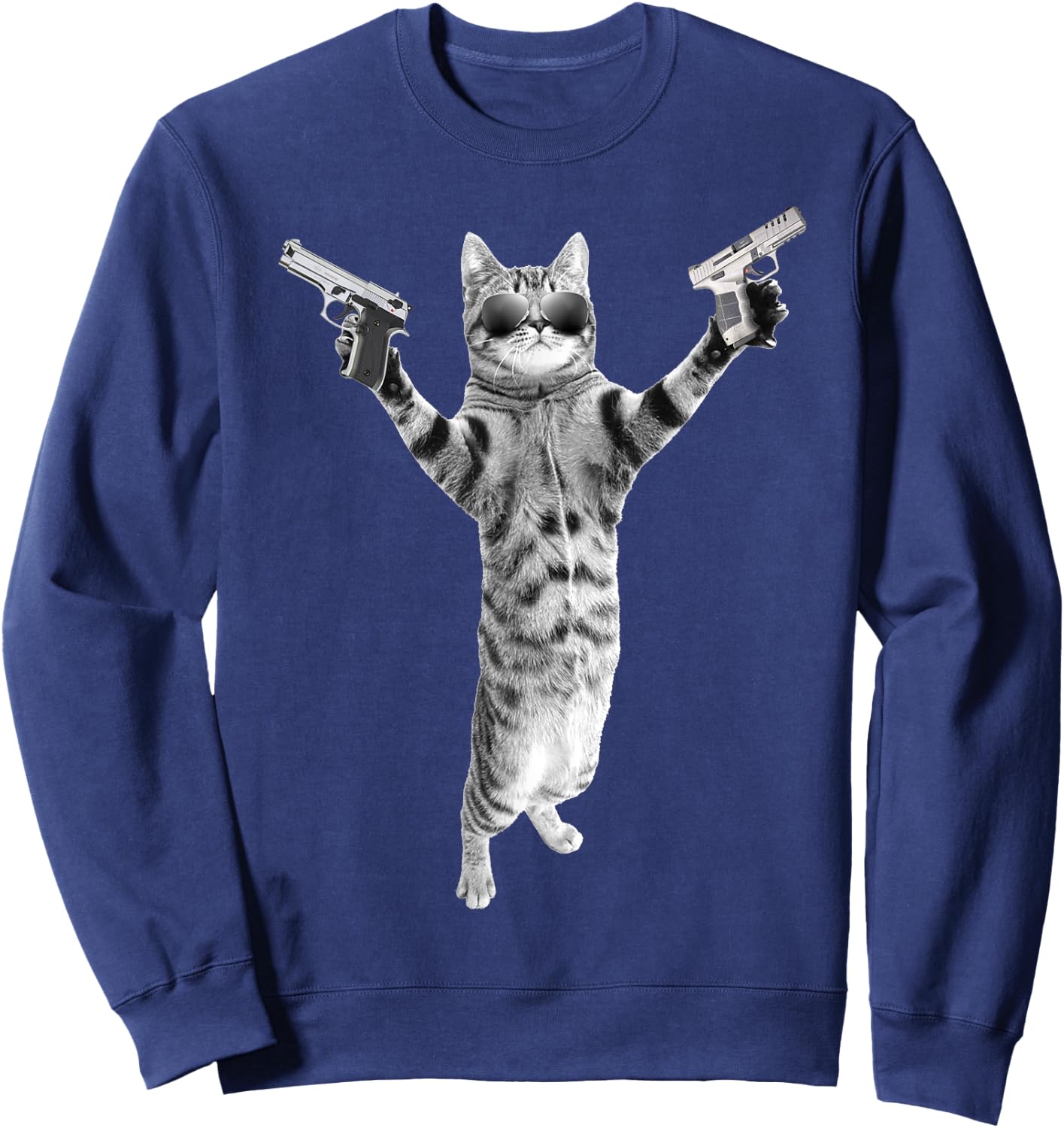 Kitty Cat With Gun-Birthday and Halloween Cat Costume Men Women Sweatshirt - Sweatshirt | Navy