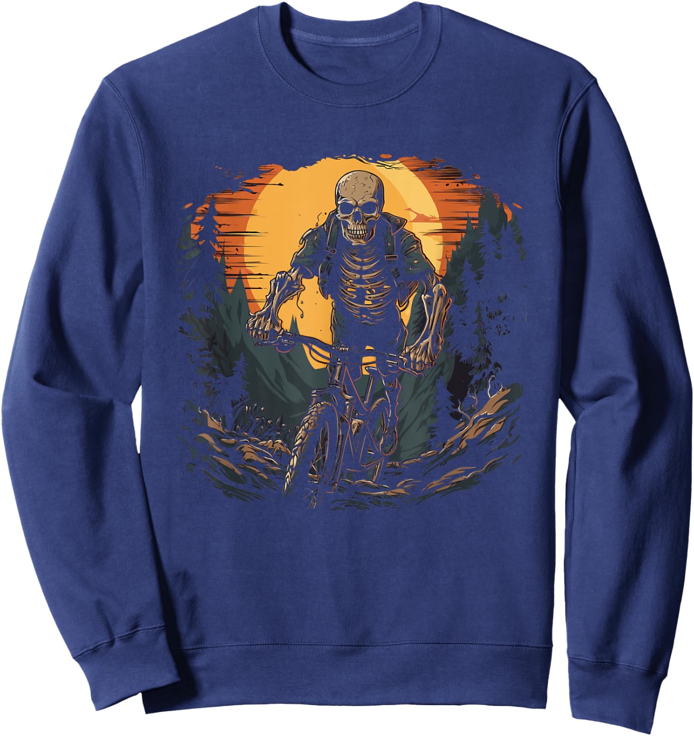 Mountain Bike Skeleton Halloween Sweatshirt - Sweatshirt | Navy