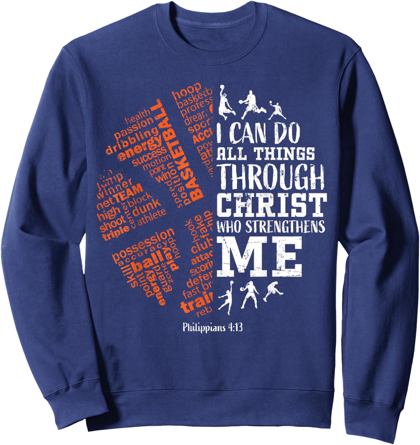 Christian Basketball Bible Verses Men Women Gifts Sweatshirt - Sweatshirt | Navy
