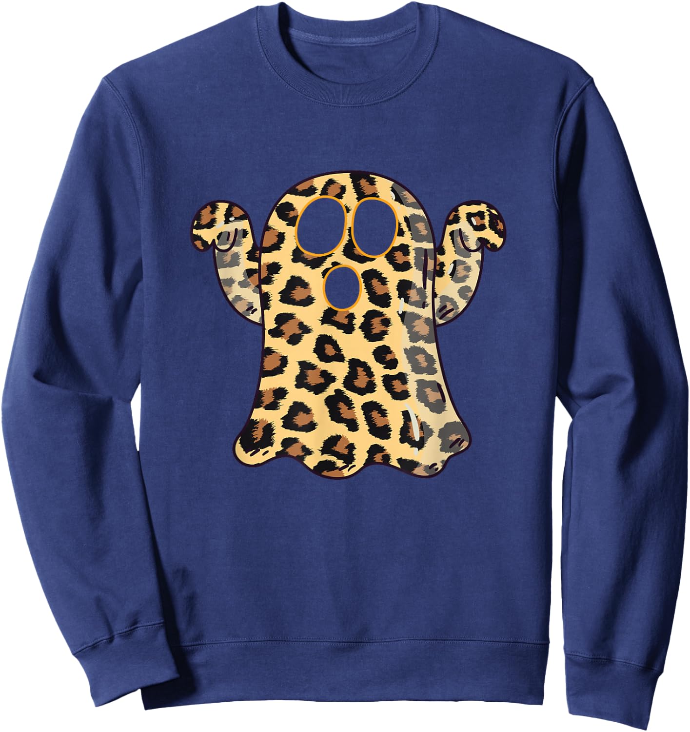 Ghost Boo Leopard Print Halloween Women Girls boys Kids Sweatshirt - Sweatshirt | Navy