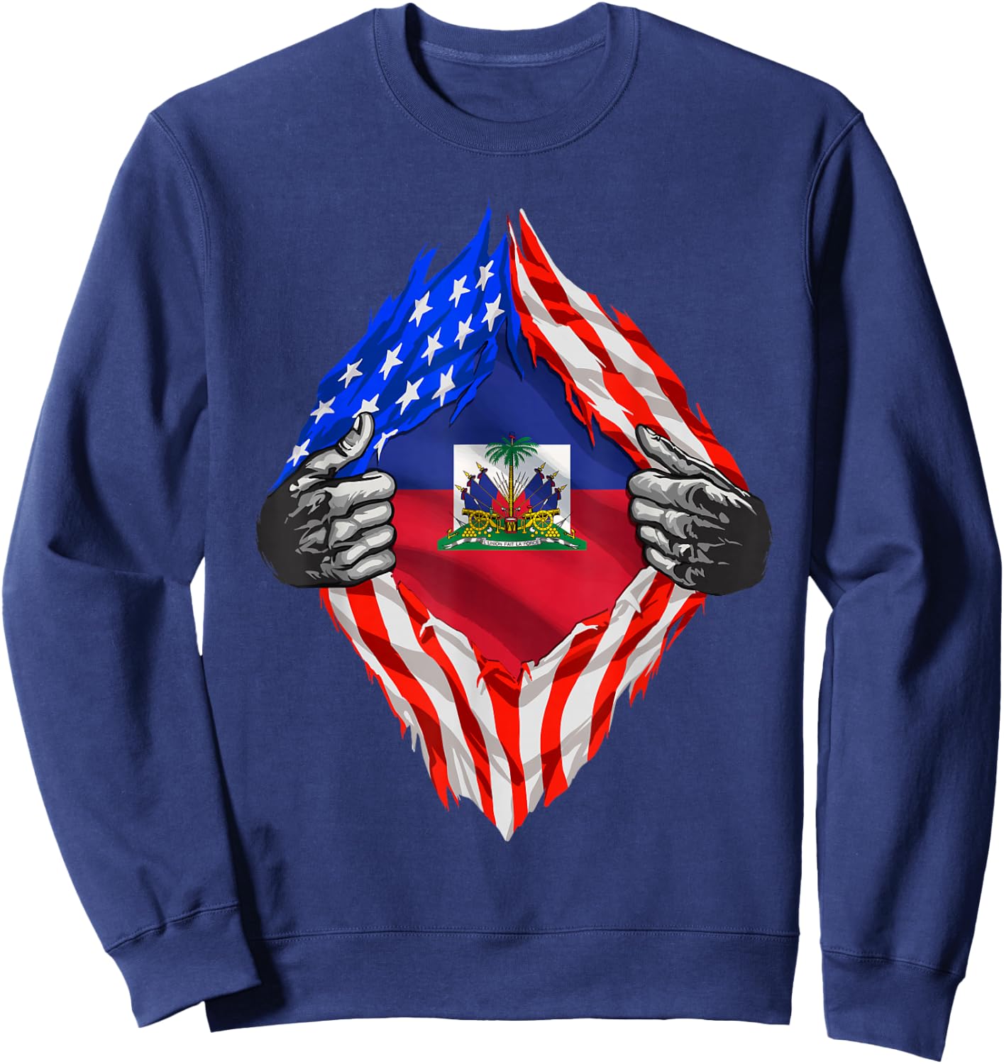 Haiti Shirt American Haitian Flag Day Shirt Haiti Roots Sweatshirt - Sweatshirt | Navy