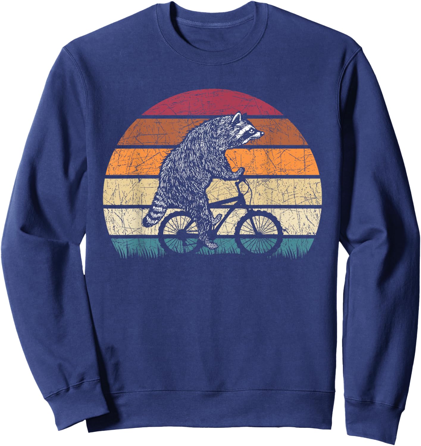 Bicycle Trash Panda Retro Cyclist Gift Racoon Sweatshirt - Sweatshirt | Navy