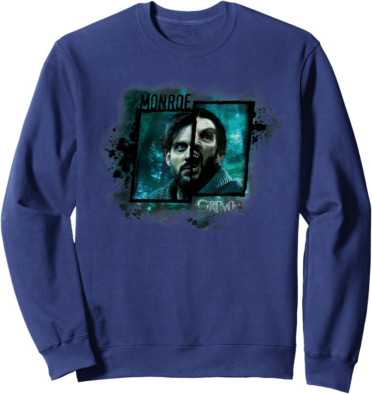 NBC Grimm Monroe Wesen - Black, -Adults, Small, , Short Sleeve, Modern, Casual, Movie, Halloween, Christmas Sweatshirt - Sweatshirt | Navy