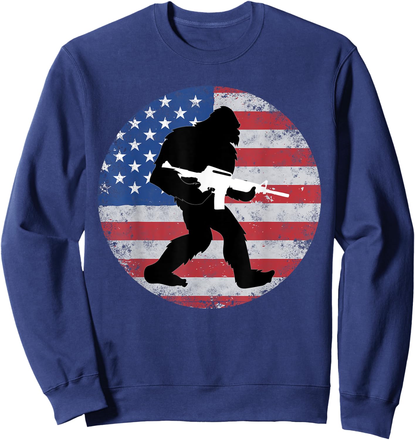 Bigfoot Gun Owner US American Flag Sasquatch AR15 Rifle Men Sweatshirt - Sweatshirt | Navy
