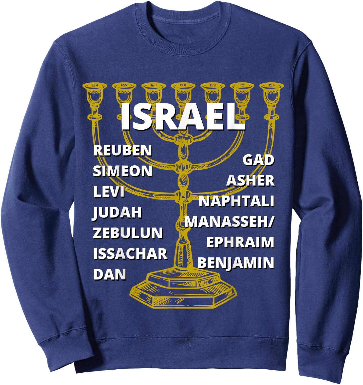 Tribes of Israel Menorah Sweatshirt - Sweatshirt | Navy