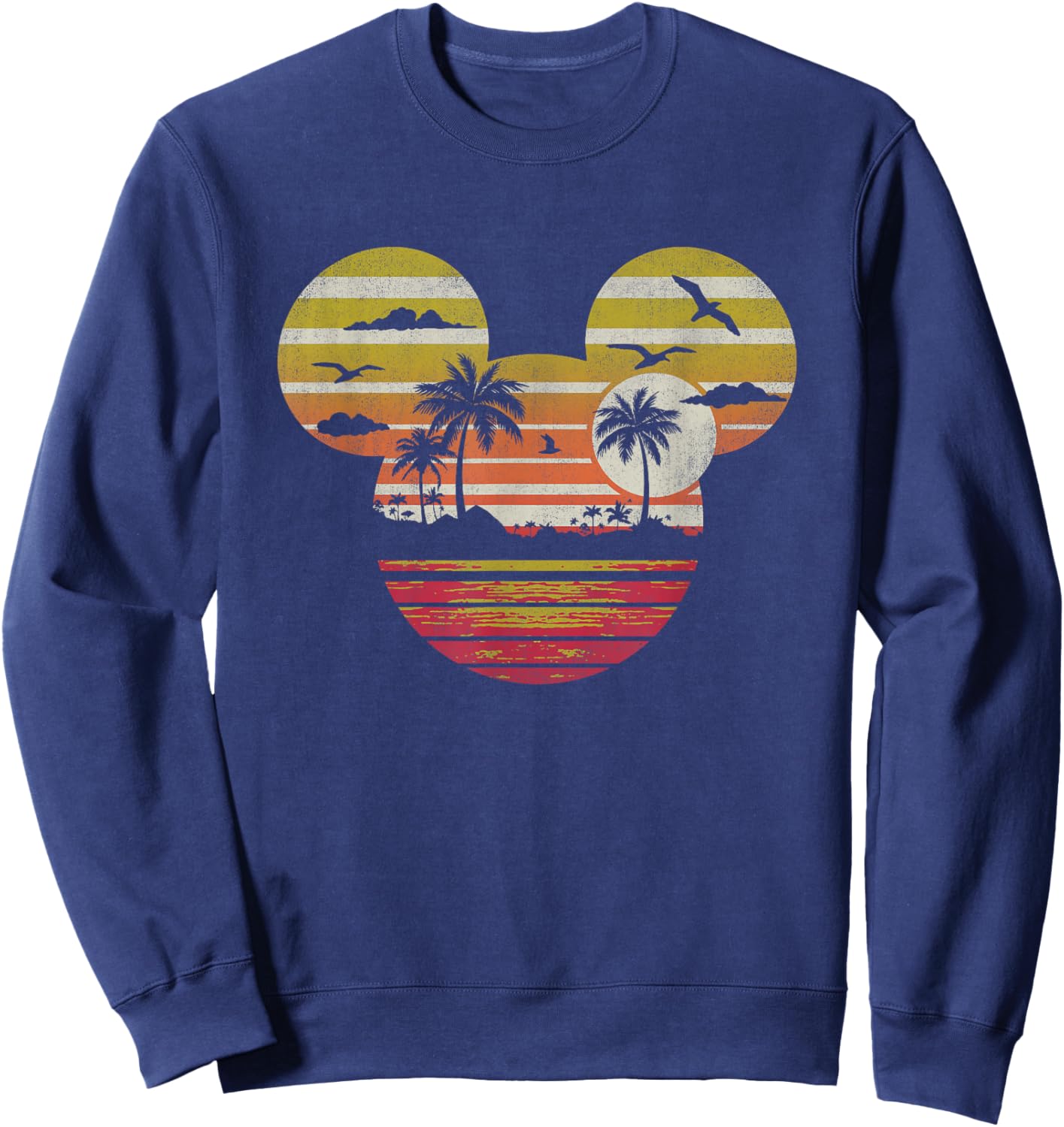 Disney Mickey and Friends Vintage Sunset Landscape Ears Logo Sweatshirt - Sweatshirt | Navy