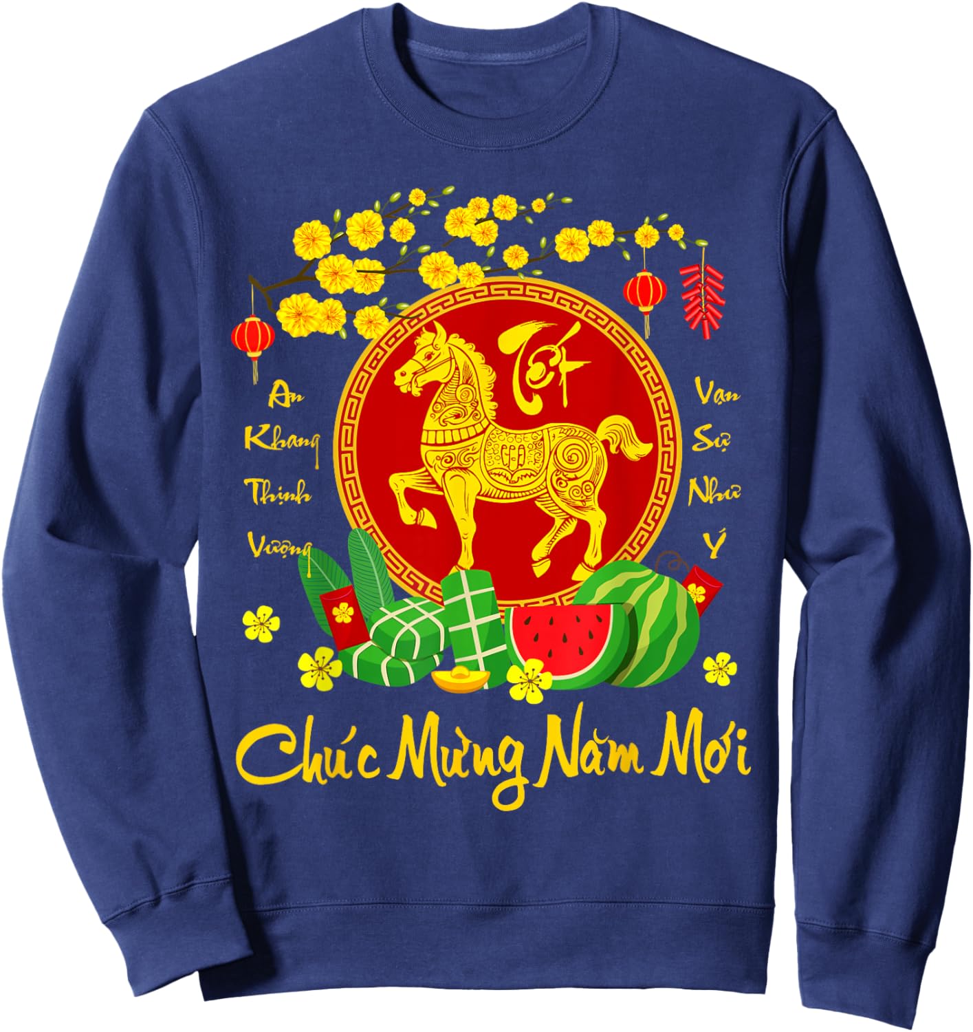 Vietnamese Lunar New Year 2026 Tet Viet Chuc Mung Nam Moi Sweatshirt - Sweatshirt | Navy