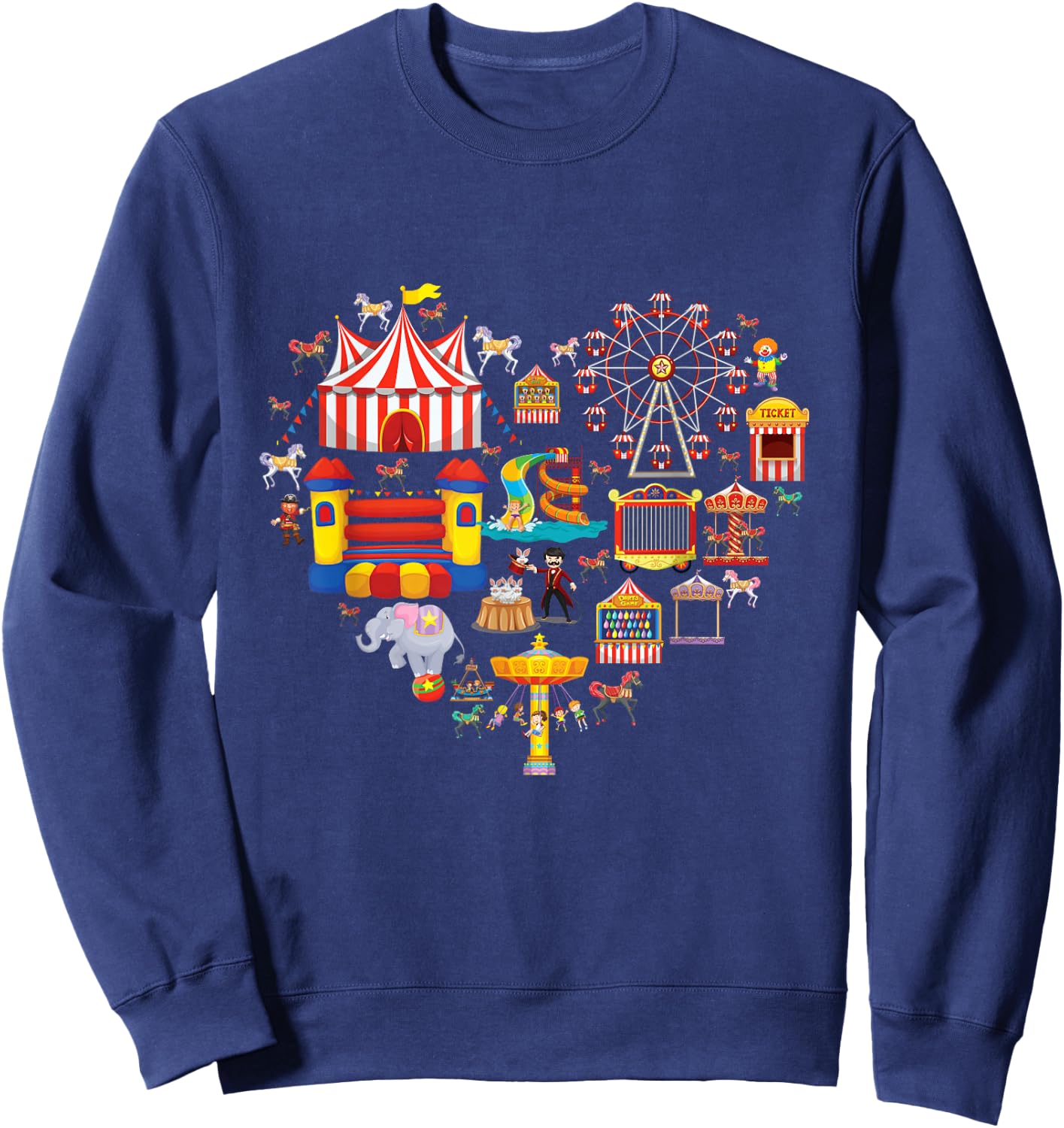 Circus Love Heart Ringmaster Party Circus Men Women Kids boy Small Sweatshirt - Sweatshirt | Navy