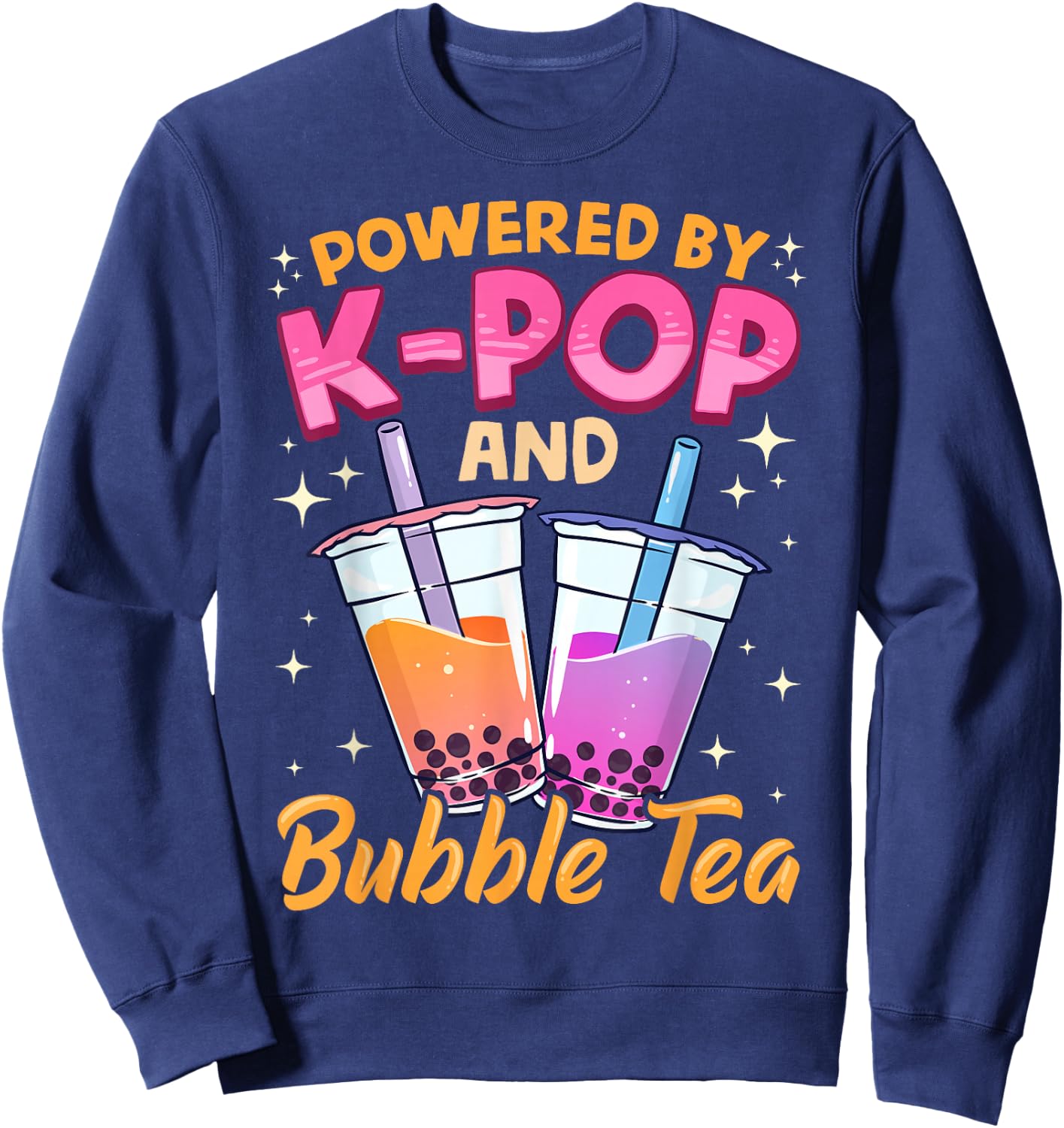 Bubble Tea Boba K-POP Music Lover Korean Milk Matcha Anime Sweatshirt - Sweatshirt | Navy
