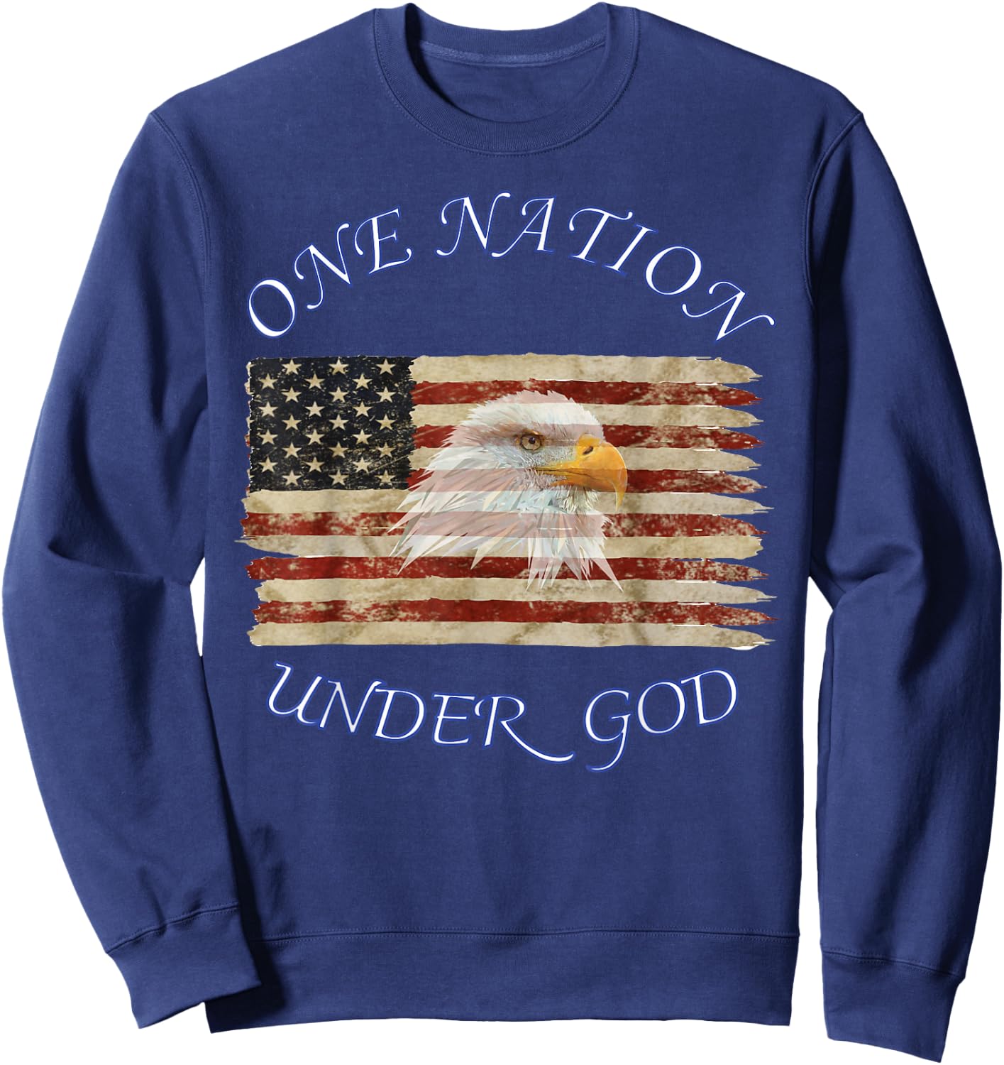 One Nation Under God Flag Christian Sweatshirt - Sweatshirt | Navy