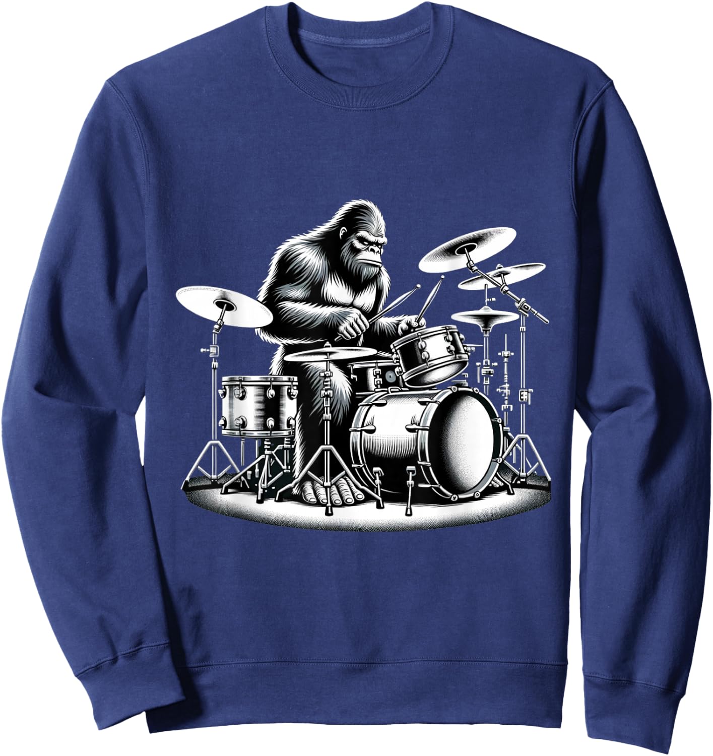 Bigfoot Drummer Sasquatch Playing Drums Musician Band Music Sweatshirt - Sweatshirt | Navy