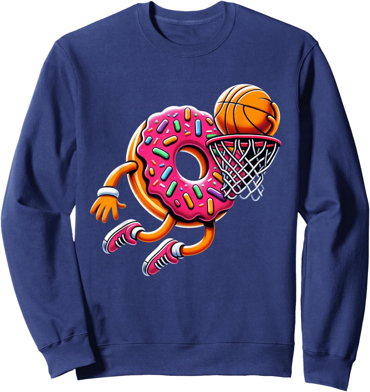 Funny Donut Dunking Basketball Food Champ Sports Donut Sweatshirt - Sweatshirt | Navy