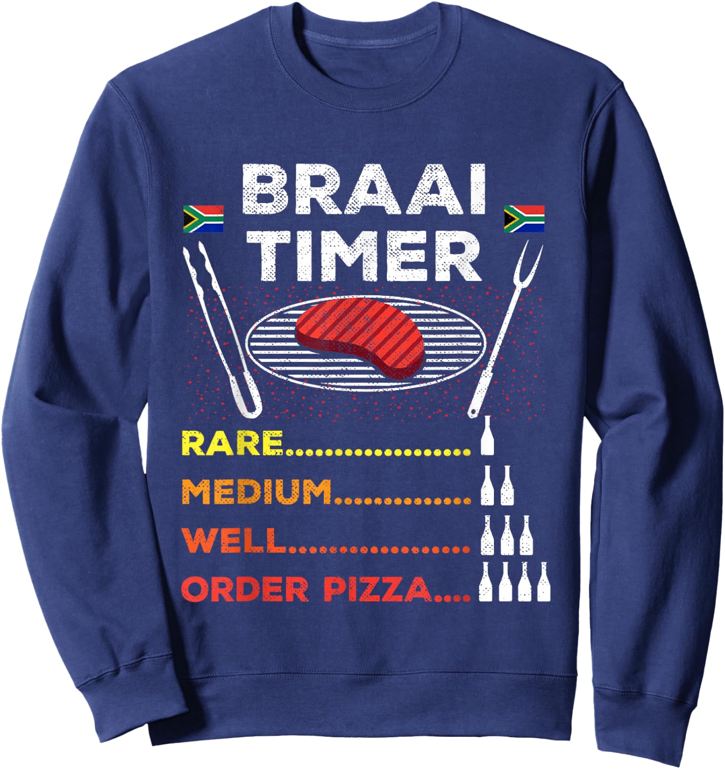 Braai Timer African BBQ Funny Family South Africa Flag Sweatshirt - Sweatshirt | Navy