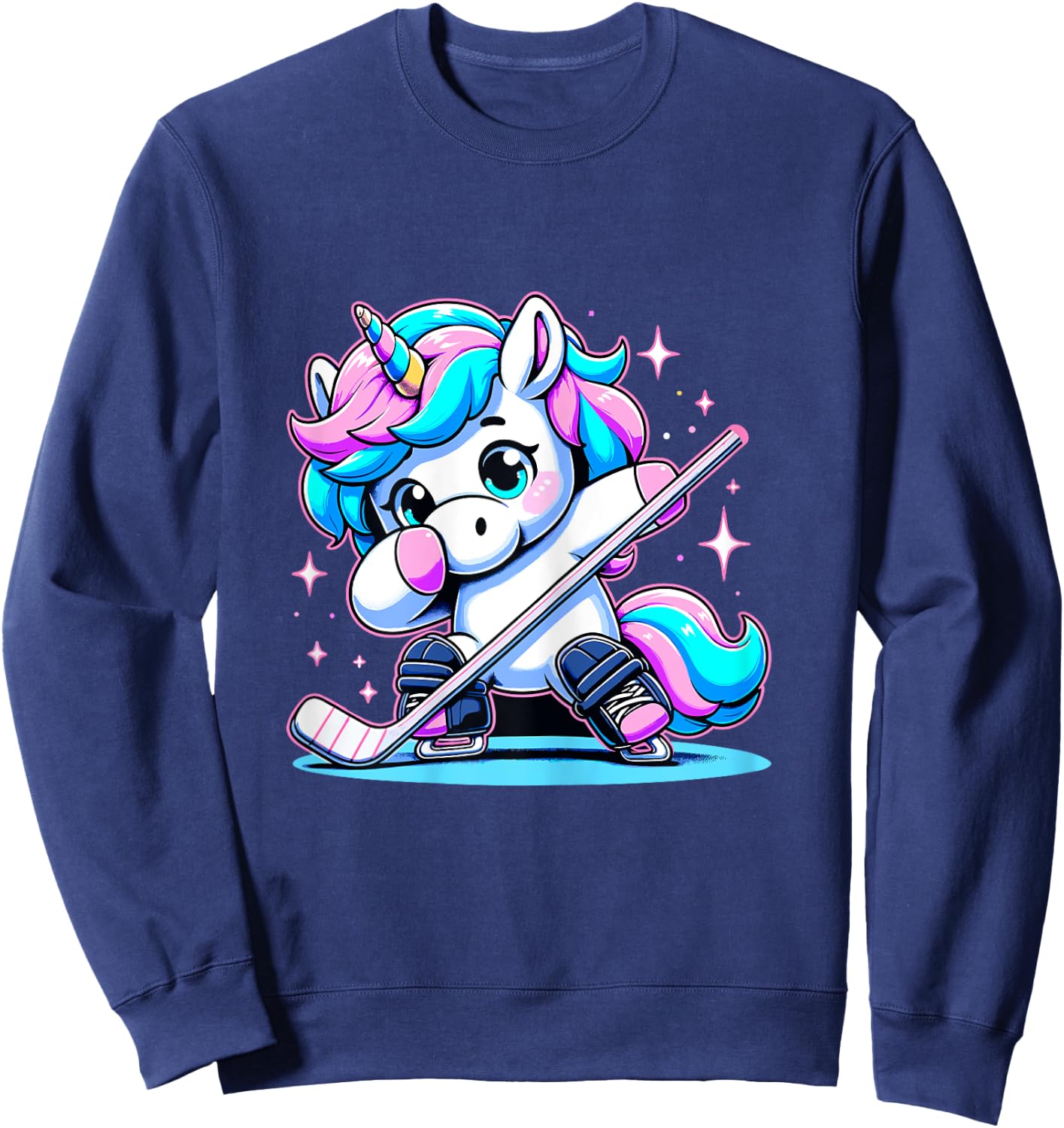 Ice Hockey Unicorn Kawaii Ice Hockey Sister Mom Sweatshirt - Sweatshirt | Navy