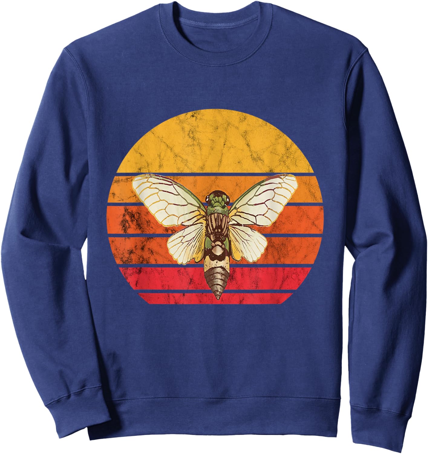 Cicada Brood Vintage Retro Sunset Magicicada Swarm Insect Sweatshirt - Sweatshirt | Navy