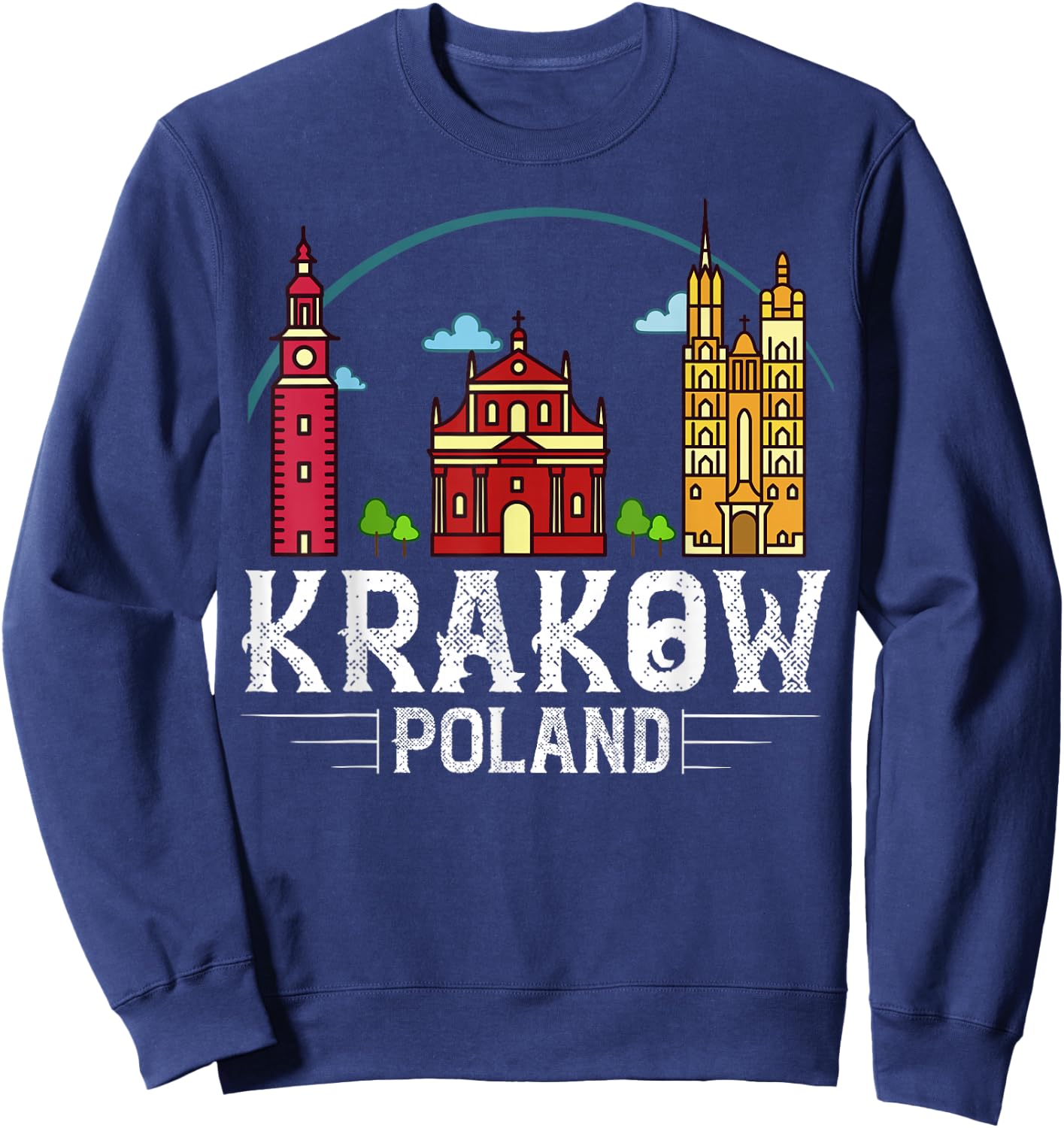 Krakow Poland City Skyline Map Travel Sweatshirt - Sweatshirt | Navy