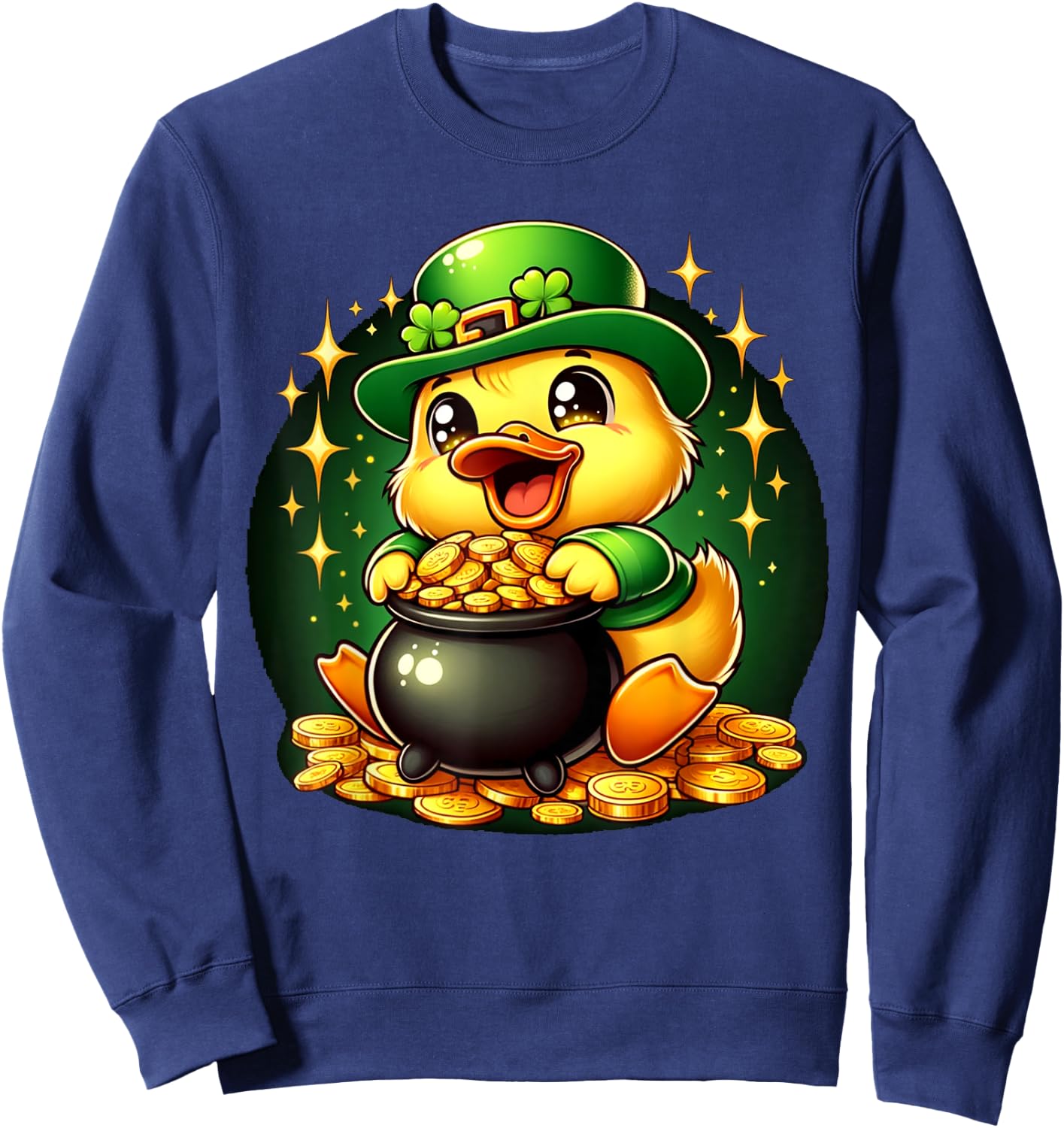 Duck Leprechaun Cute Funny Duck St. Patricks Day Sweatshirt - Sweatshirt | Navy