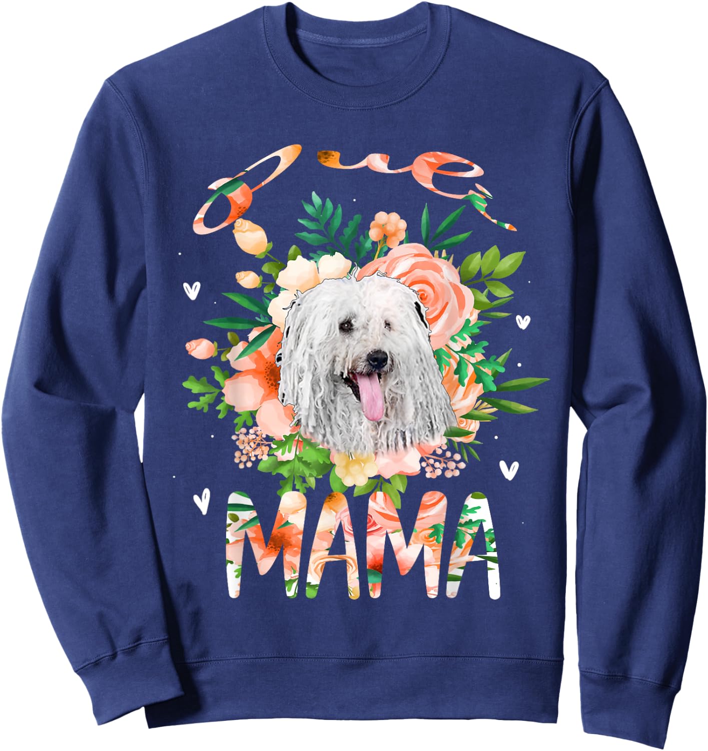 Puli Mama Flower Funny Dog Lover Gift Mama Men Women Kids Sweatshirt - Sweatshirt | Navy
