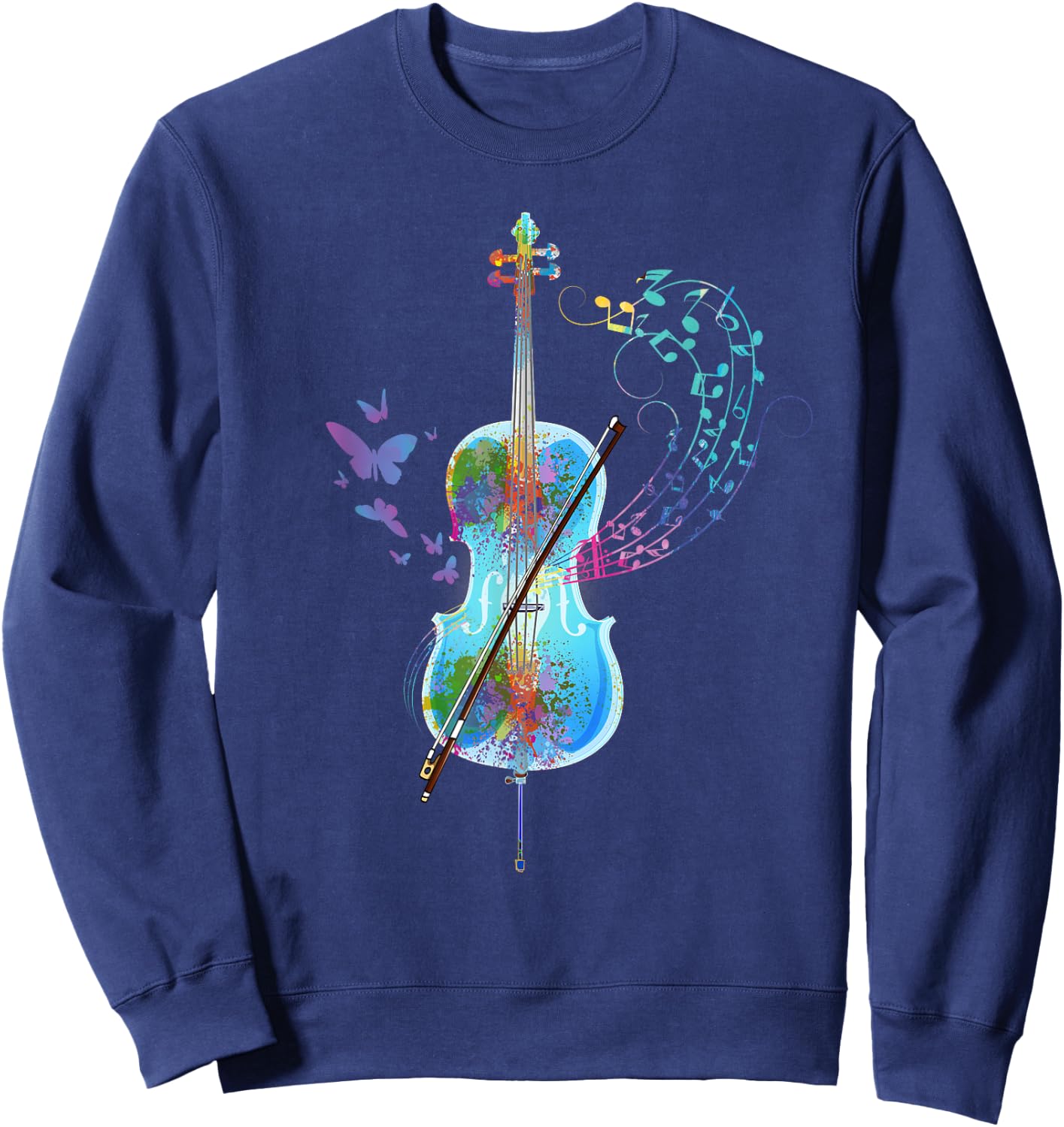 Classical Musical Instrument Colorful Cello Sweatshirt - Sweatshirt | Navy